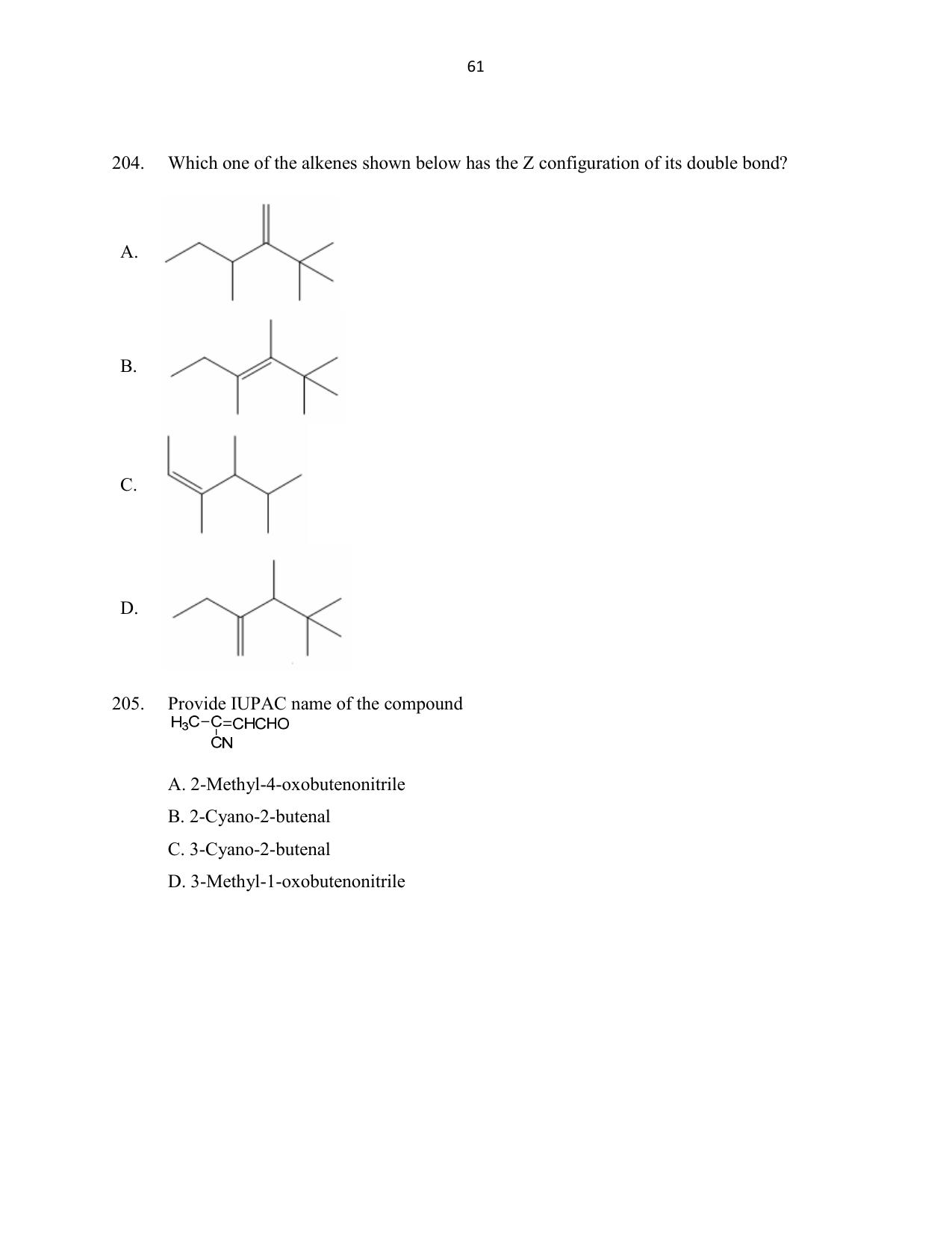 CUSAT CAT 2016 Mathematics, Physics, Chemistry 2 Question Paper - Page 61