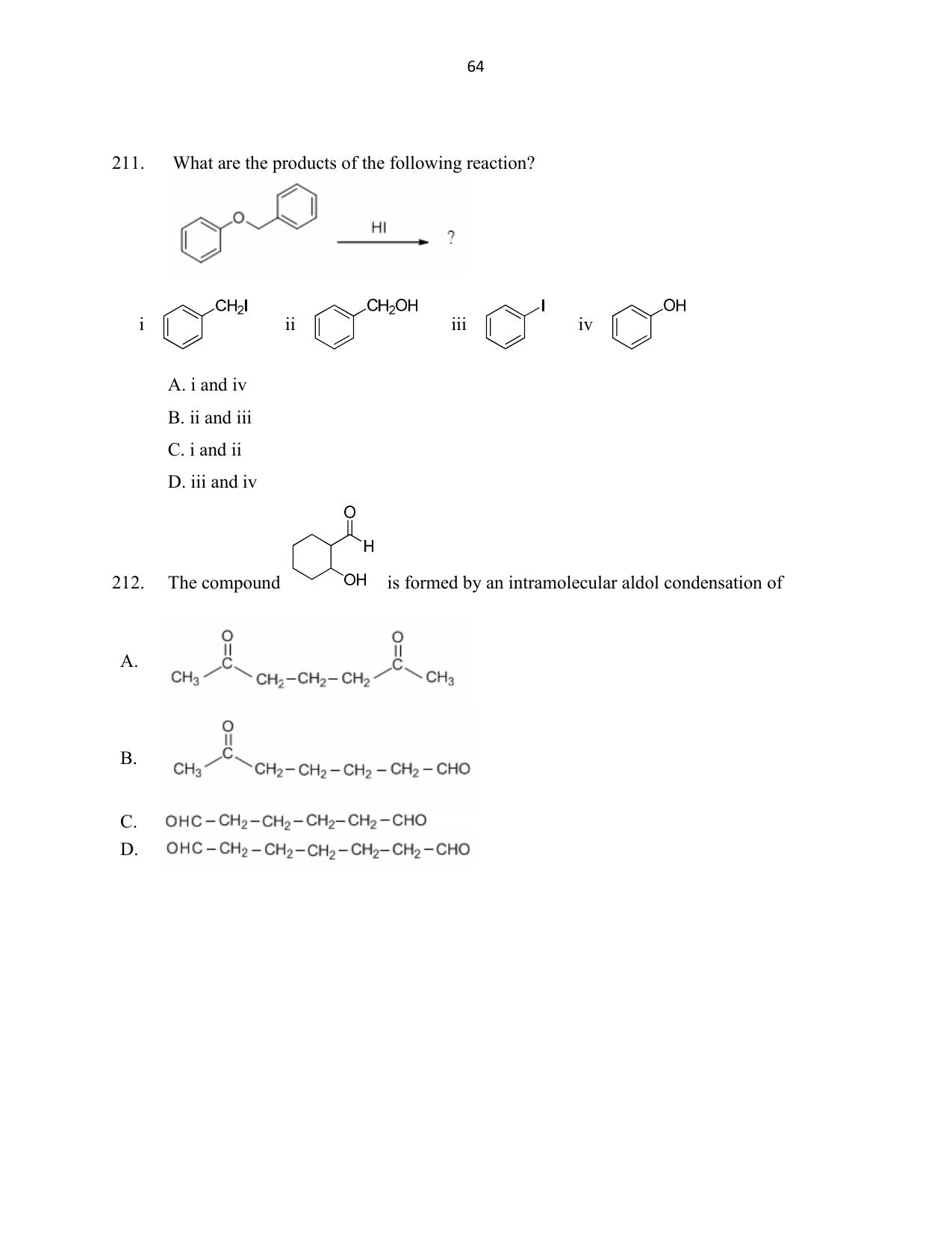 CUSAT CAT 2016 Mathematics, Physics, Chemistry 2 Question Paper - Page 64
