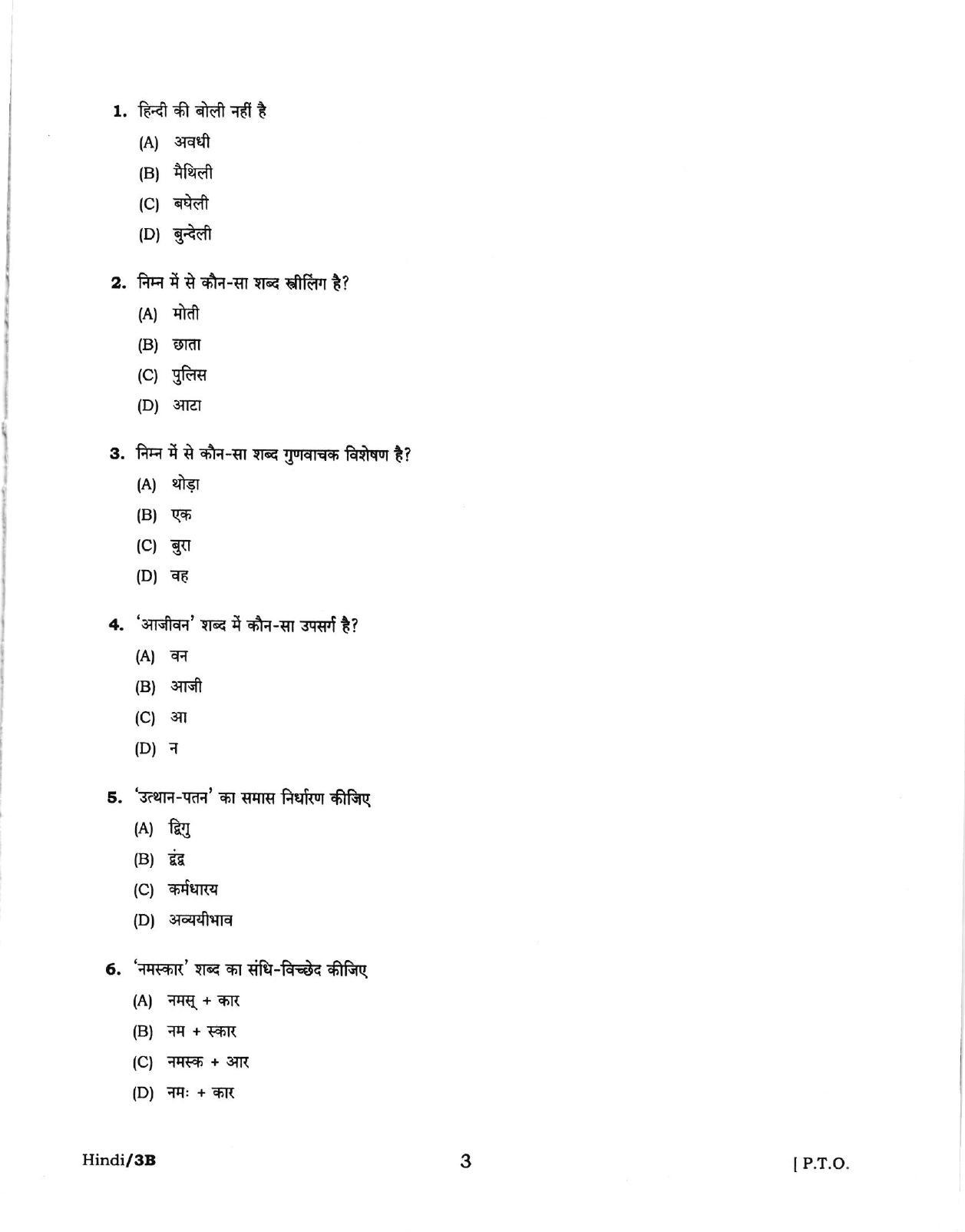 PUBDET 2018 Hindi Question Paper - Page 3