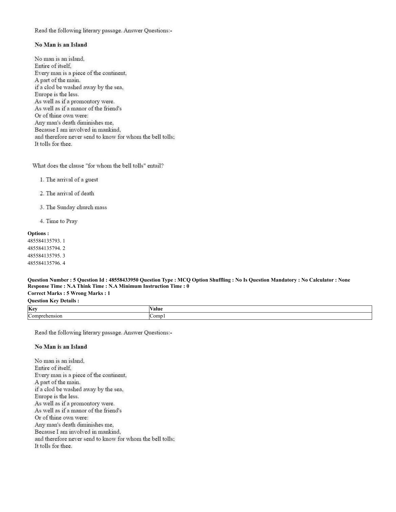 CUET 2023 English Spanish Shift 3 Question Paper - 18 June 2023 - Page 4
