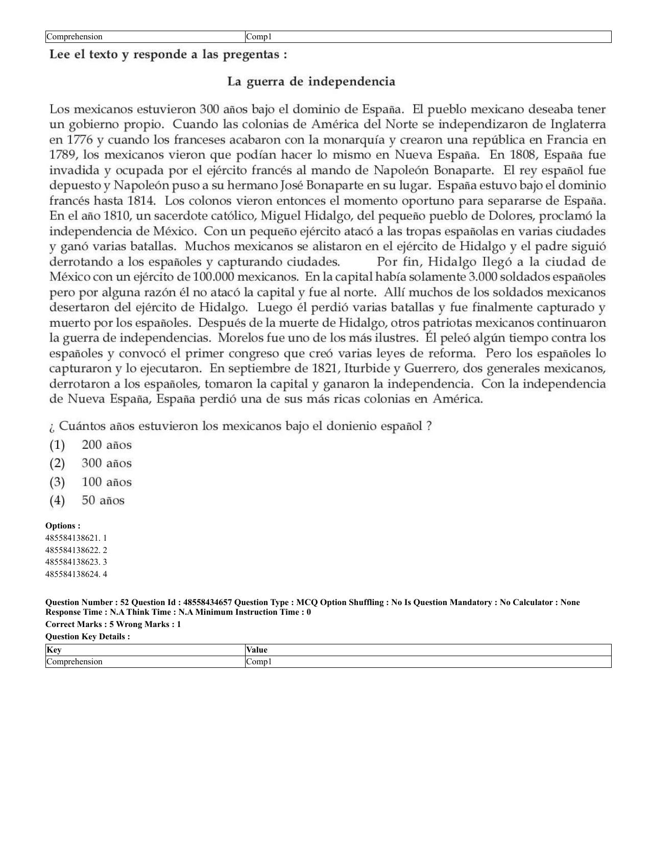 CUET 2023 English Spanish Shift 3 Question Paper - 18 June 2023 - Page 30