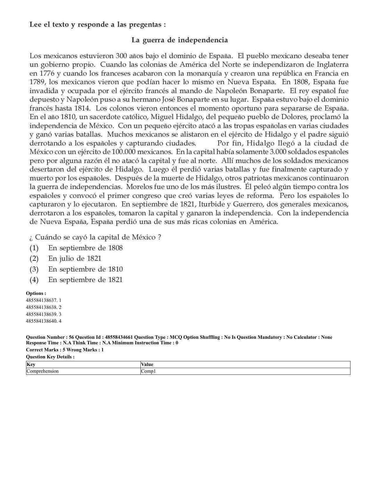 CUET 2023 English Spanish Shift 3 Question Paper - 18 June 2023 - Page 34