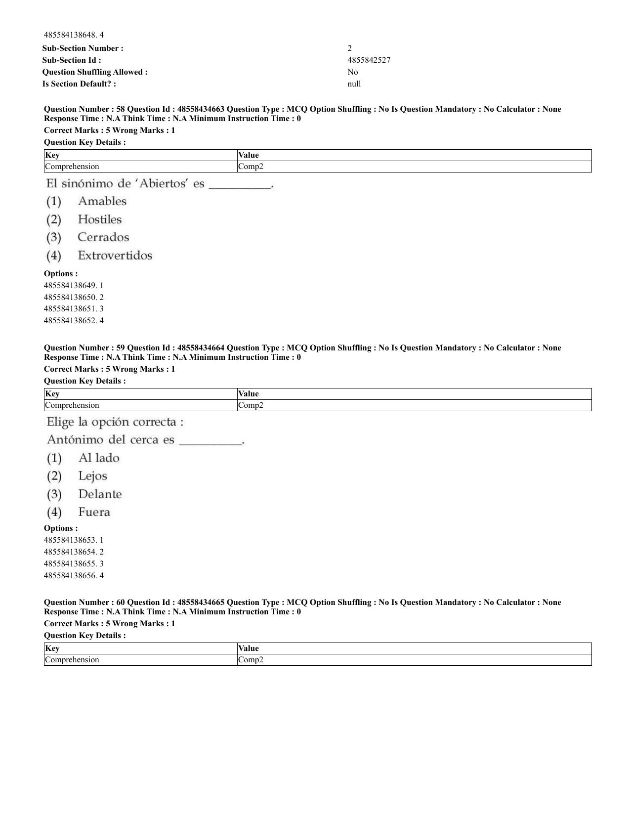 CUET 2023 English Spanish Shift 3 Question Paper - 18 June 2023 - Page 36