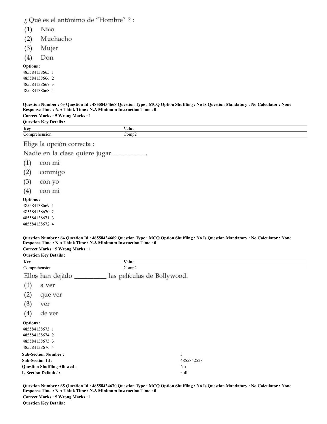 CUET 2023 English Spanish Shift 3 Question Paper - 18 June 2023 - Page 38