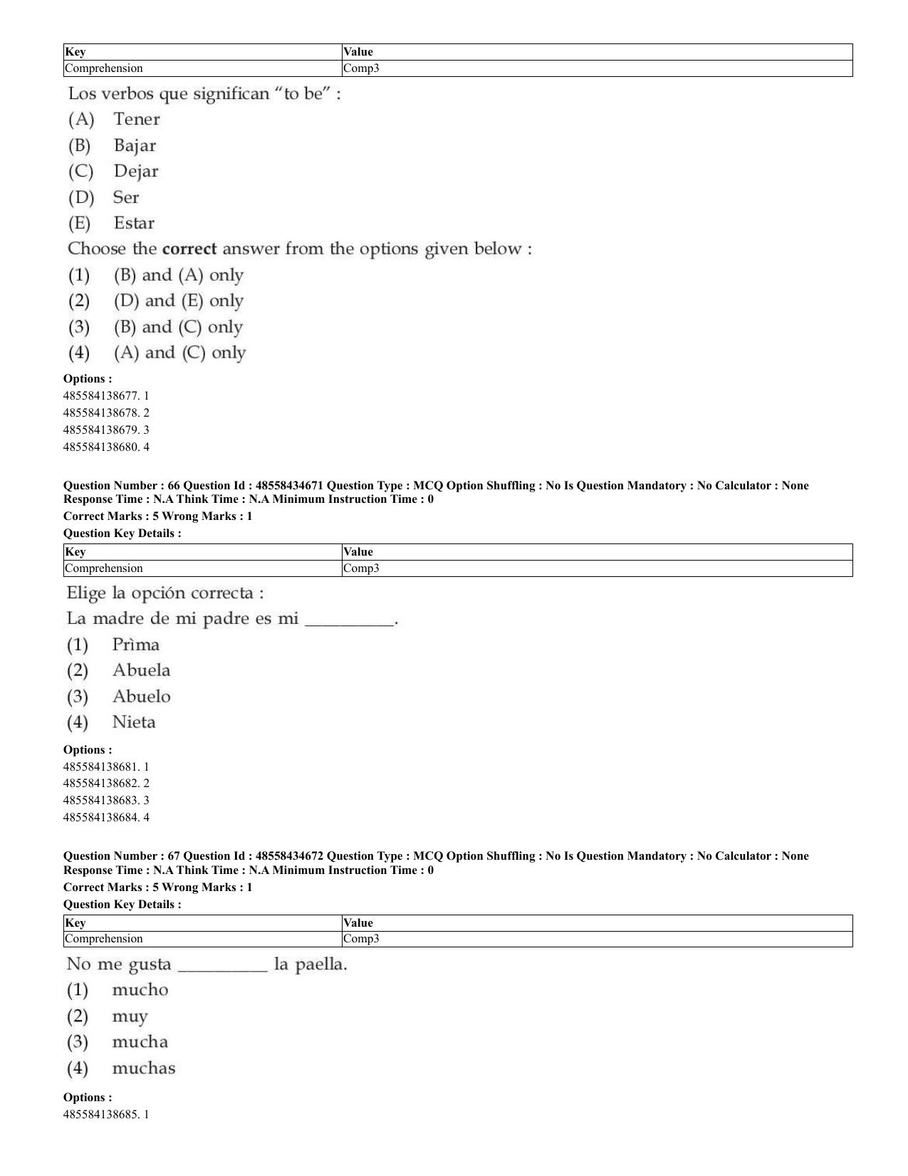 CUET 2023 English Spanish Shift 3 Question Paper - 18 June 2023 - Page 39