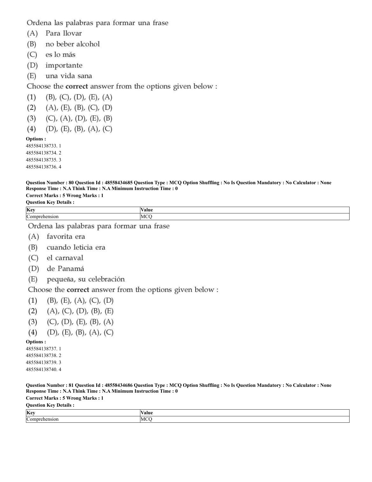 CUET 2023 English Spanish Shift 3 Question Paper - 18 June 2023 - Page 45