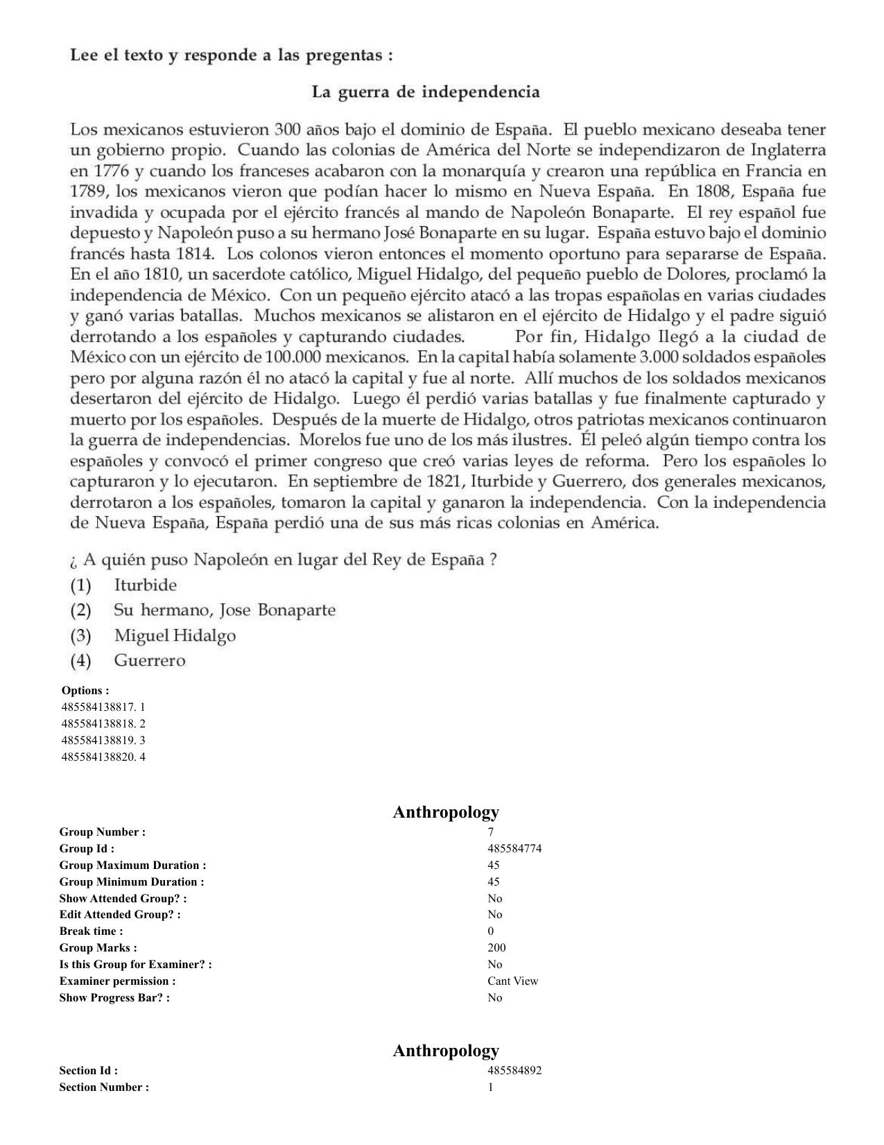 CUET 2023 English Spanish Shift 3 Question Paper - 18 June 2023 - Page 63