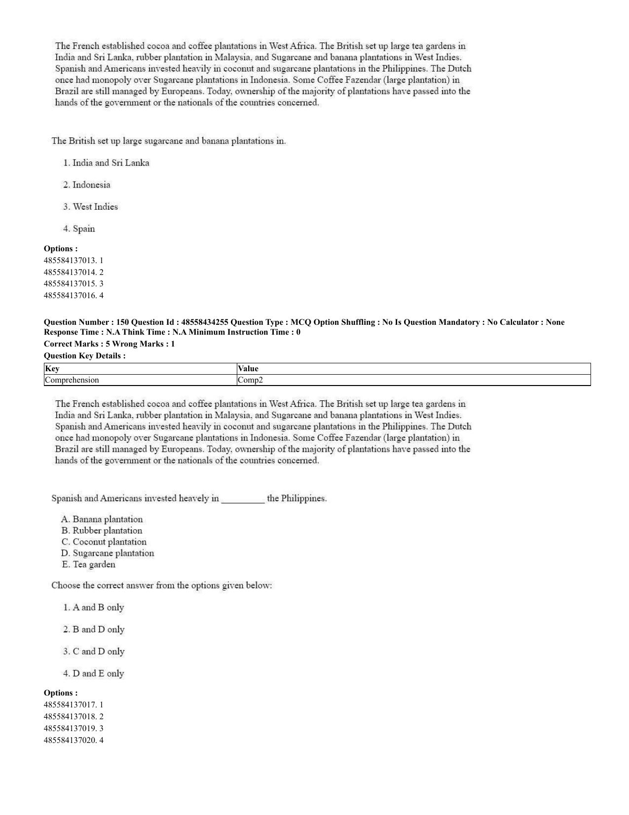 CUET 2023 English Spanish Shift 3 Question Paper - 18 June 2023 - Page 85