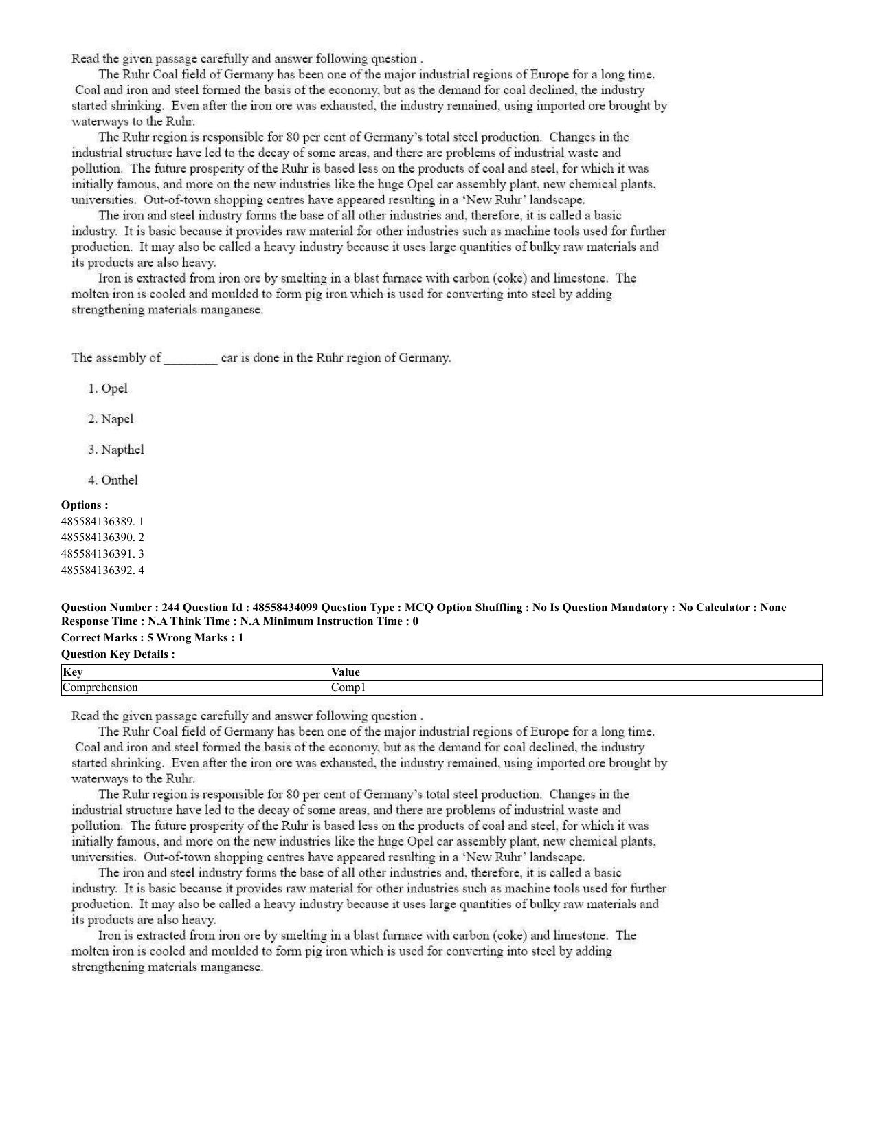 CUET 2023 English Spanish Shift 3 Question Paper - 18 June 2023 - Page 133