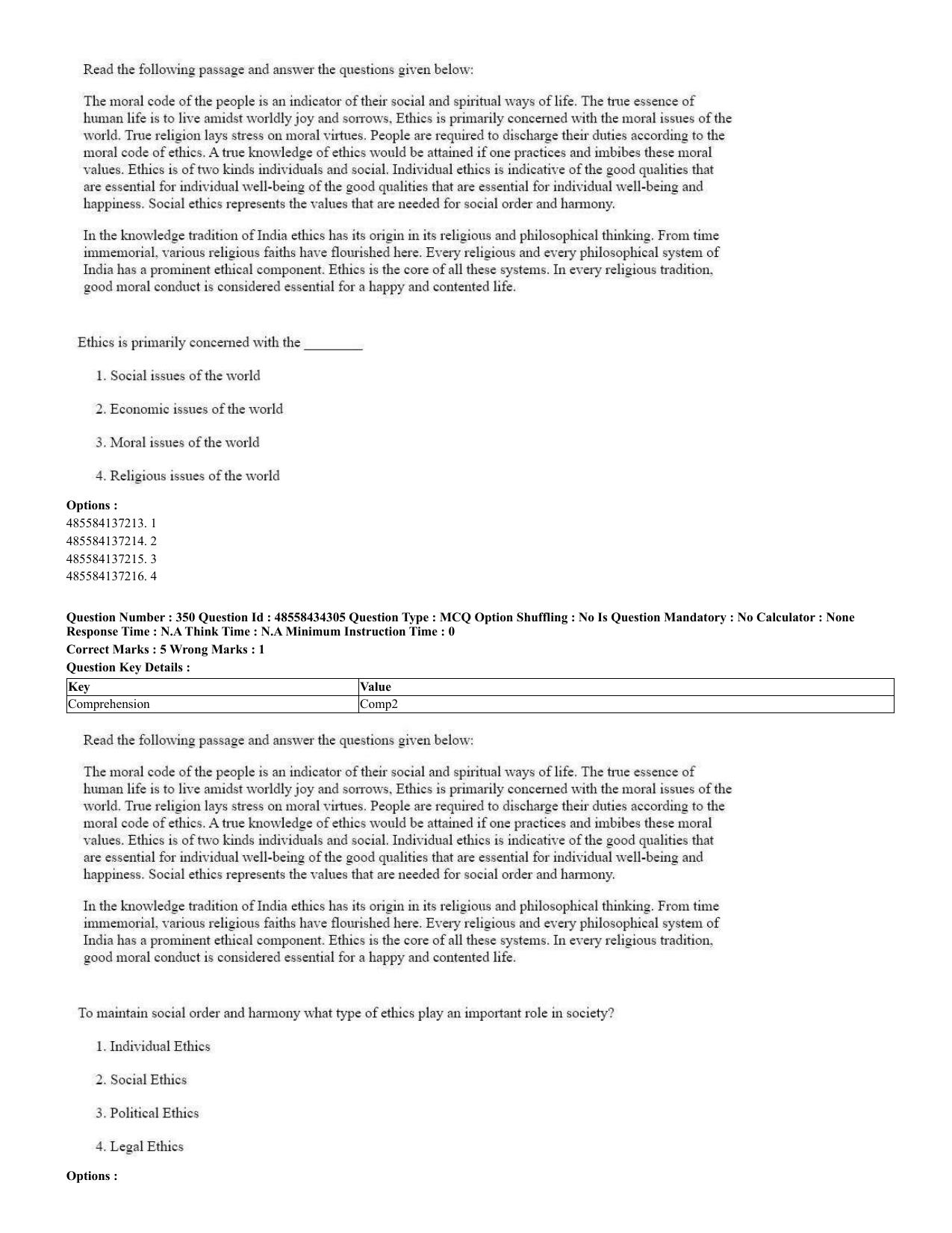 CUET 2023 English Spanish Shift 3 Question Paper - 18 June 2023 - Page 182