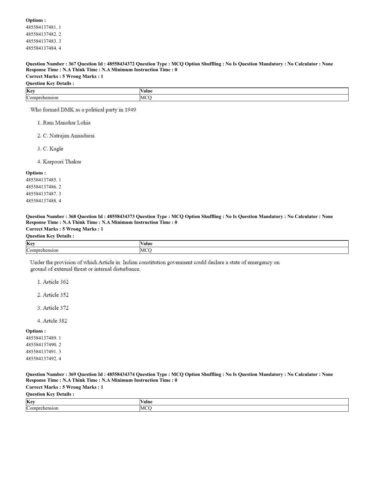 CUET 2023 English Spanish Shift 3 Question Paper - 18 June 2023 - Page 189