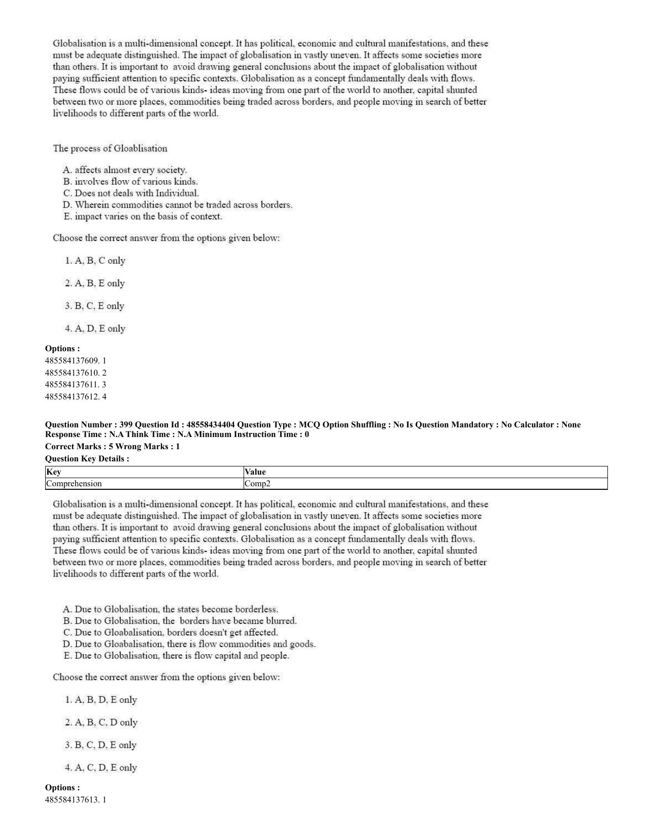 CUET 2023 English Spanish Shift 3 Question Paper - 18 June 2023 - Page 203