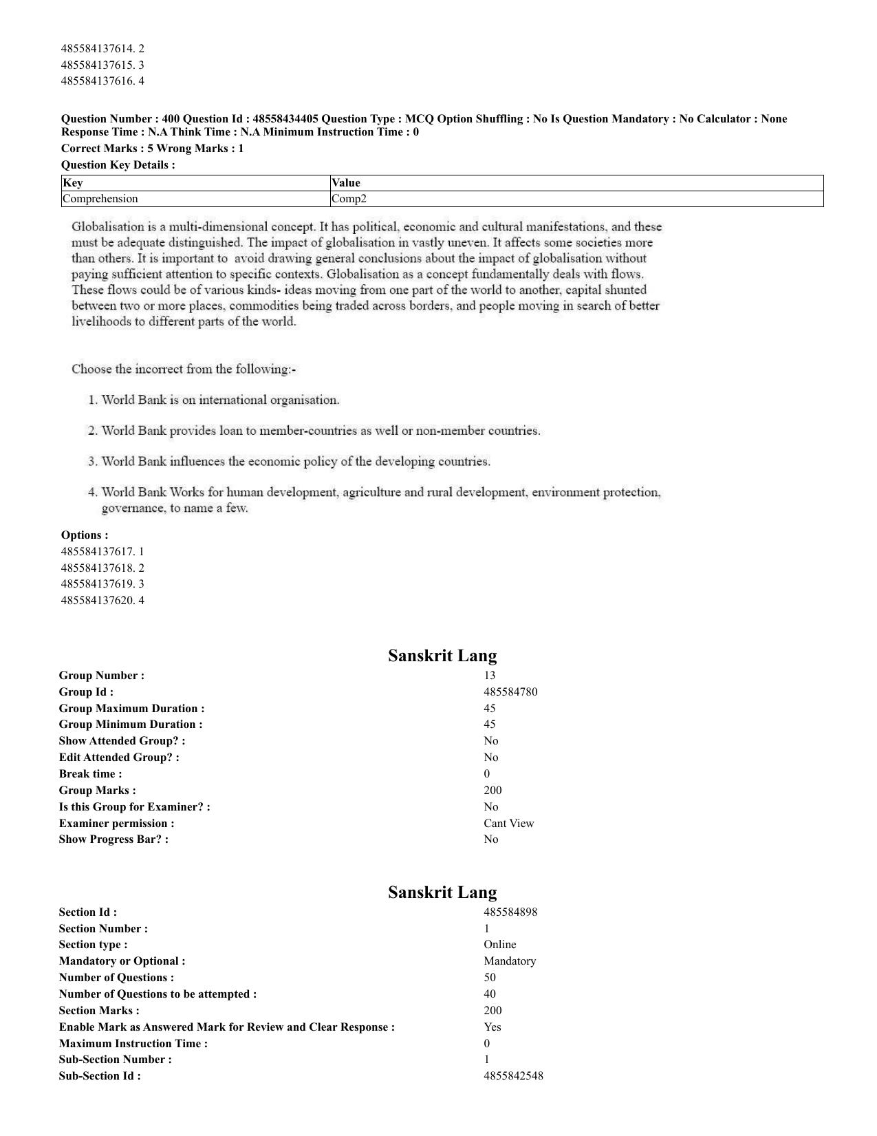 CUET 2023 English Spanish Shift 3 Question Paper - 18 June 2023 - Page 204