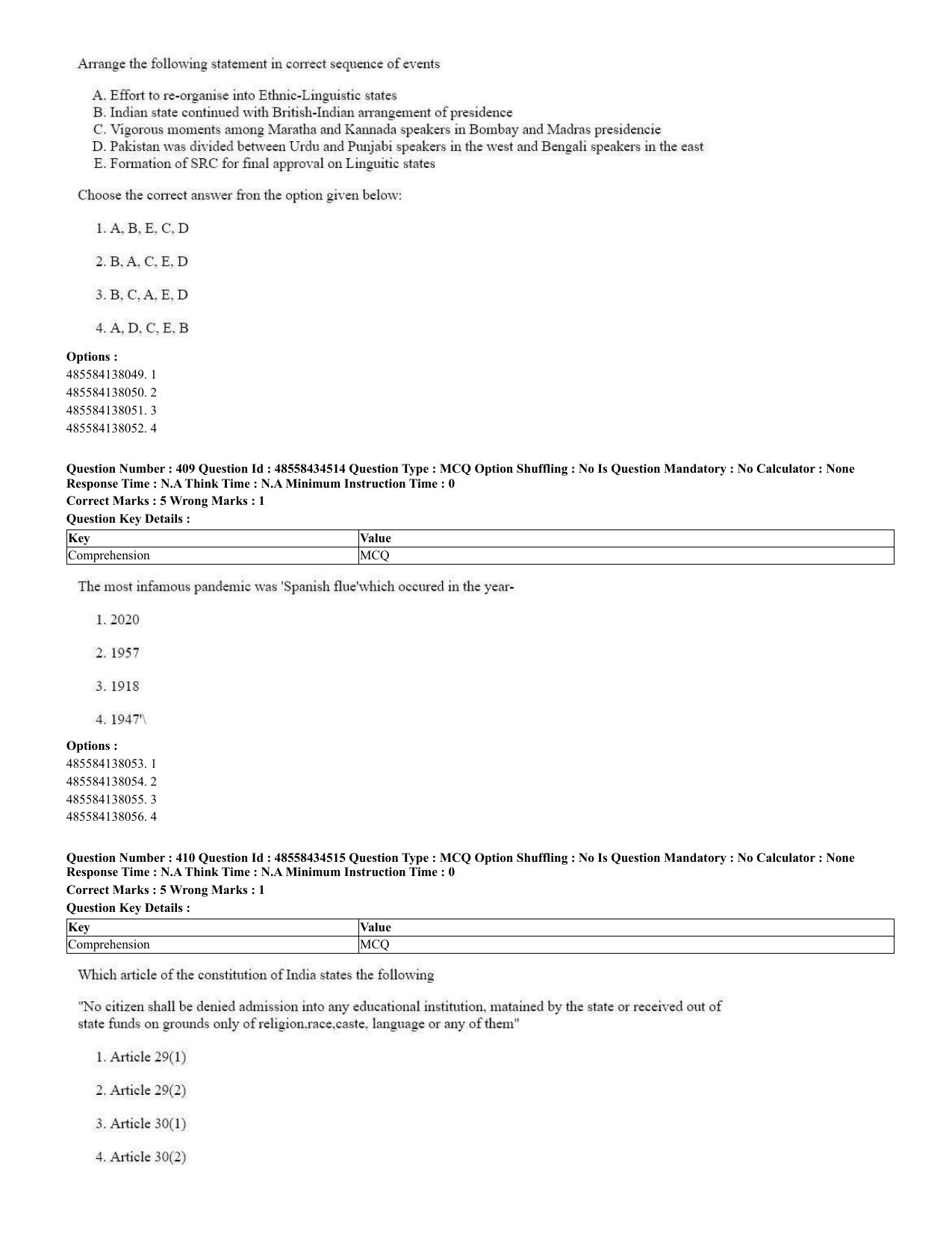 CUET 2023 English Spanish Shift 3 Question Paper - 18 June 2023 - Page 209
