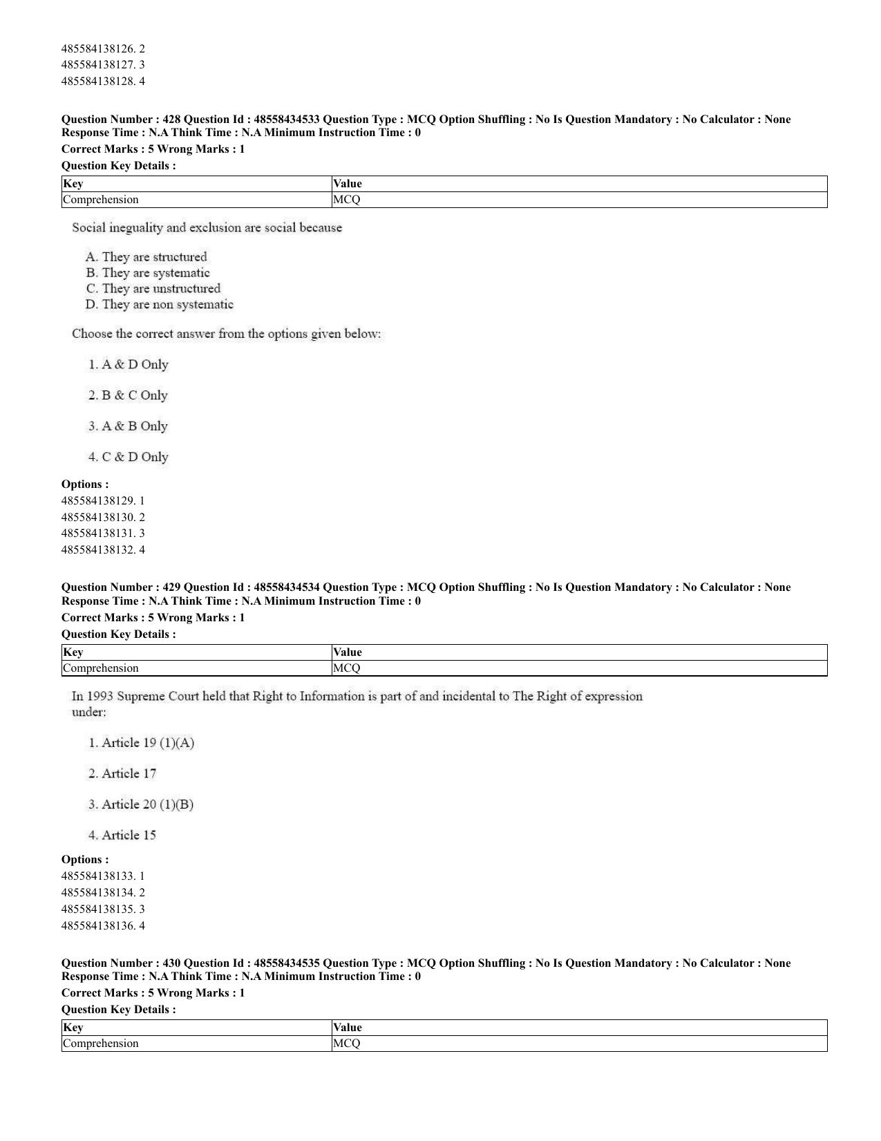 CUET 2023 English Spanish Shift 3 Question Paper - 18 June 2023 - Page 217