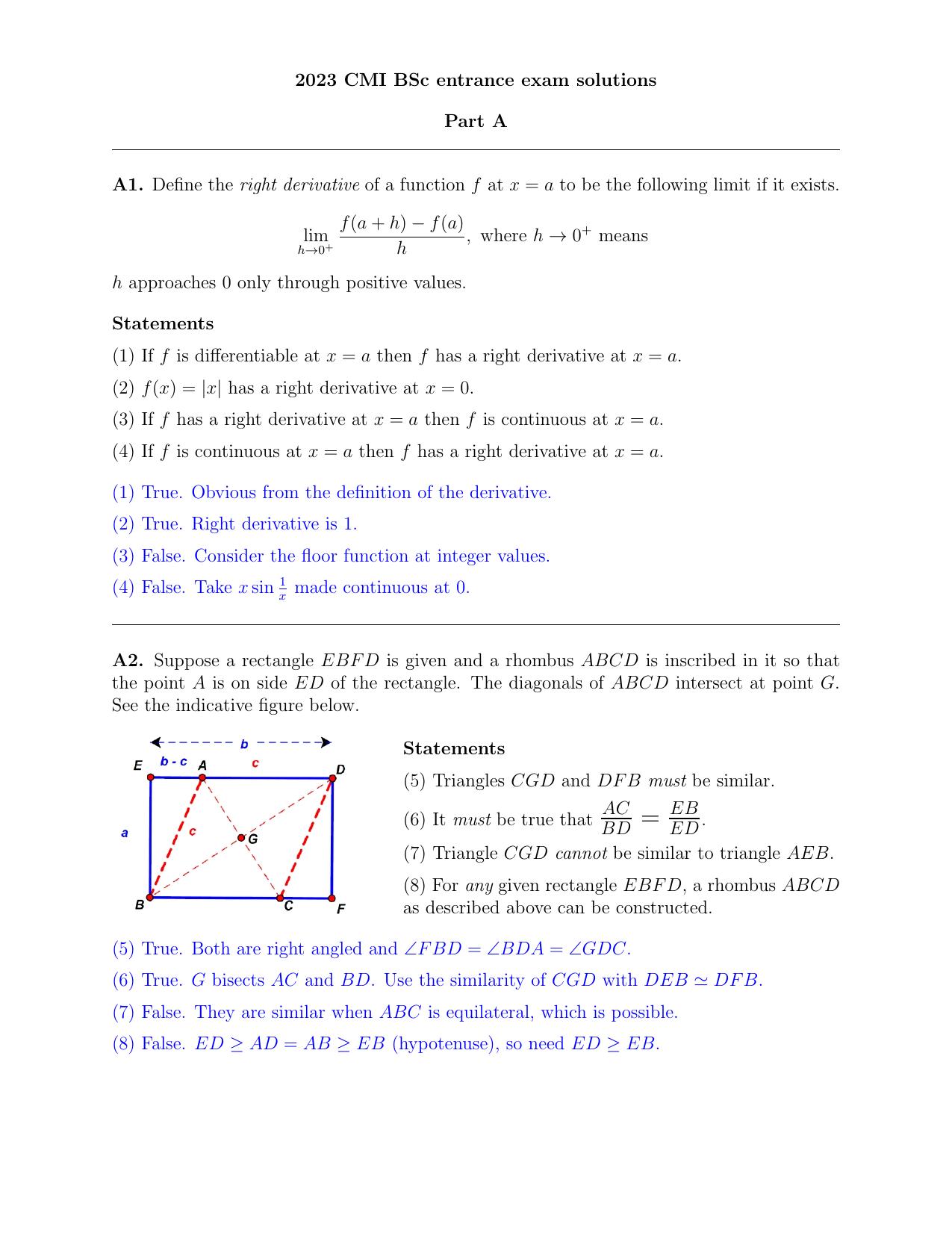 B.Sc (Hons.) Mathematics and Computer Science Solution - Page 1