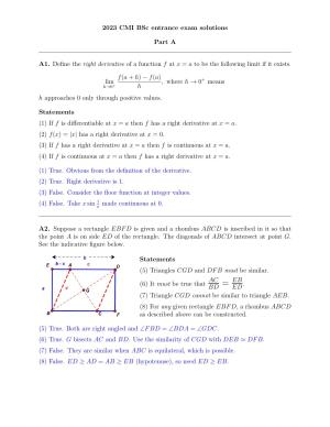 B.Sc (Hons.) Mathematics and Computer Science Solution