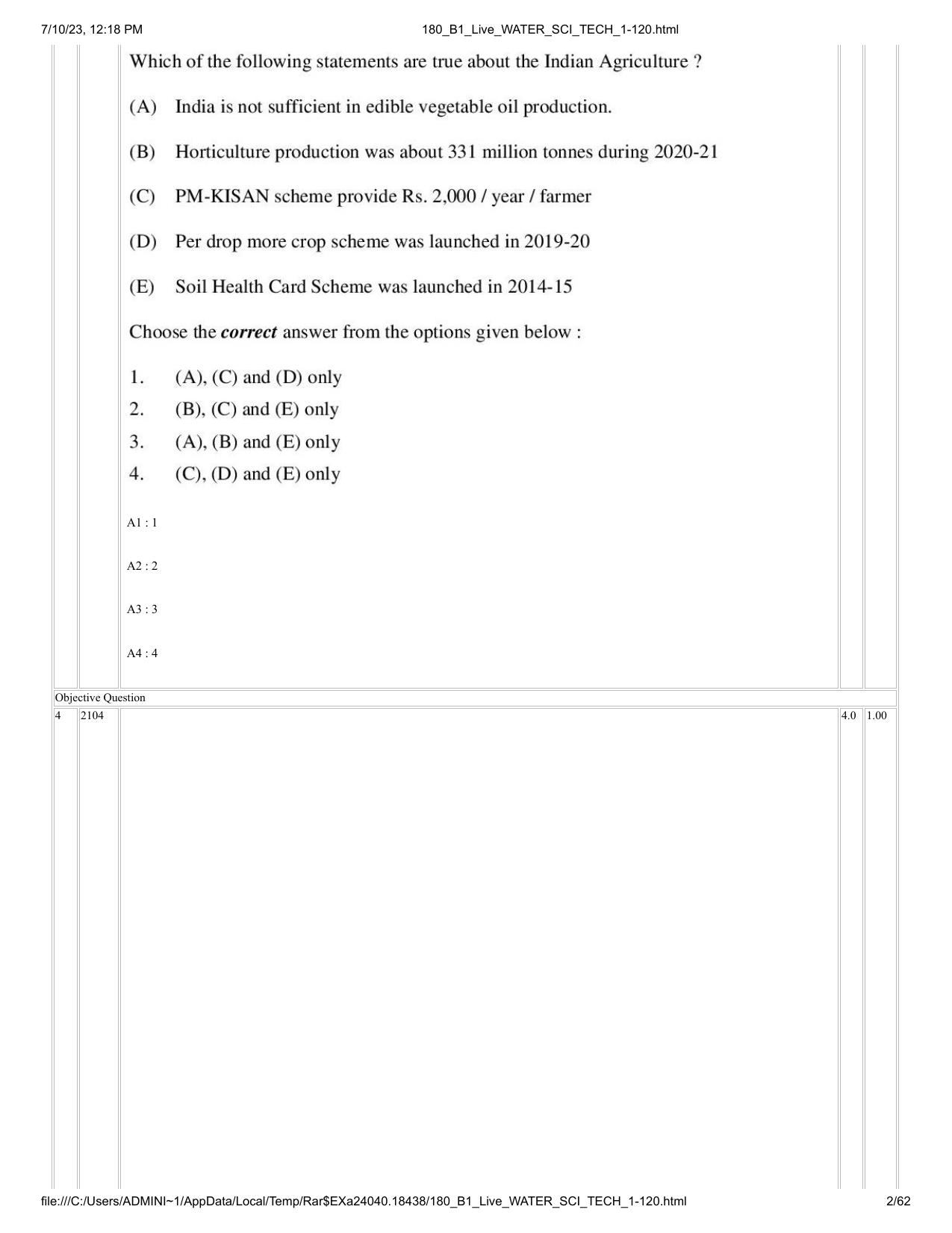 ICAR AIEEA PG 2023 WATER SCIENCE AND TECHNOLOGY Question Paper - Page 2
