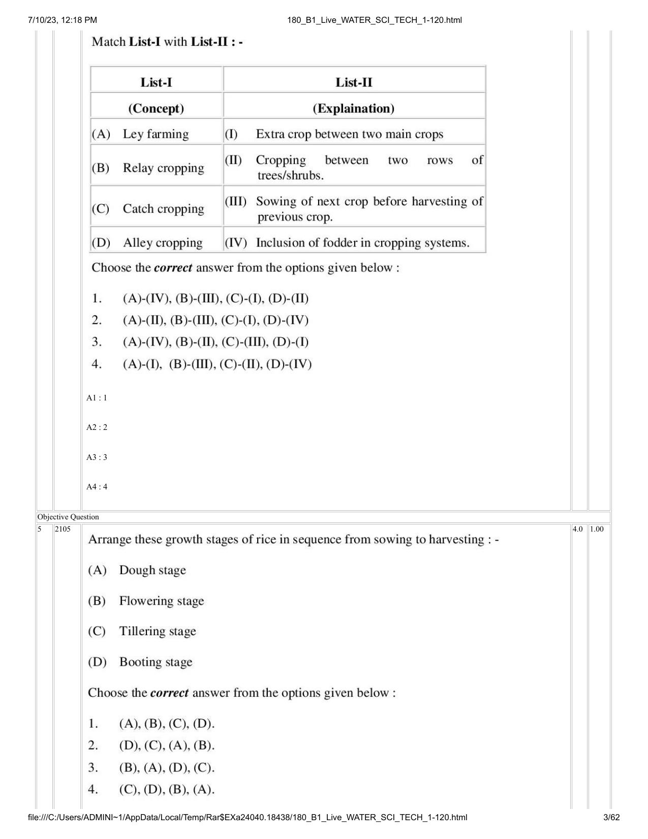 ICAR AIEEA PG 2023 WATER SCIENCE AND TECHNOLOGY Question Paper - Page 3