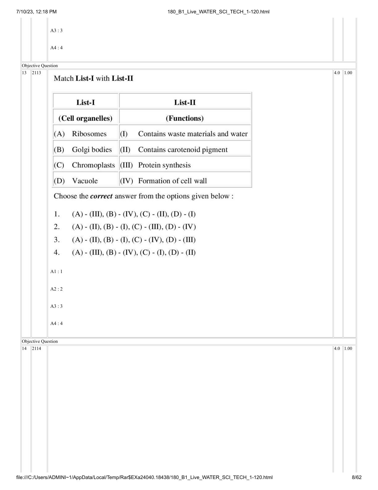 ICAR AIEEA PG 2023 WATER SCIENCE AND TECHNOLOGY Question Paper - Page 8