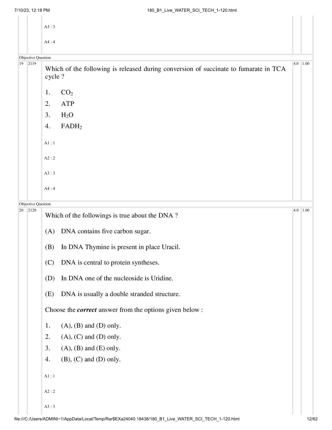 ICAR AIEEA PG 2023 WATER SCIENCE AND TECHNOLOGY Question Paper - Page 12