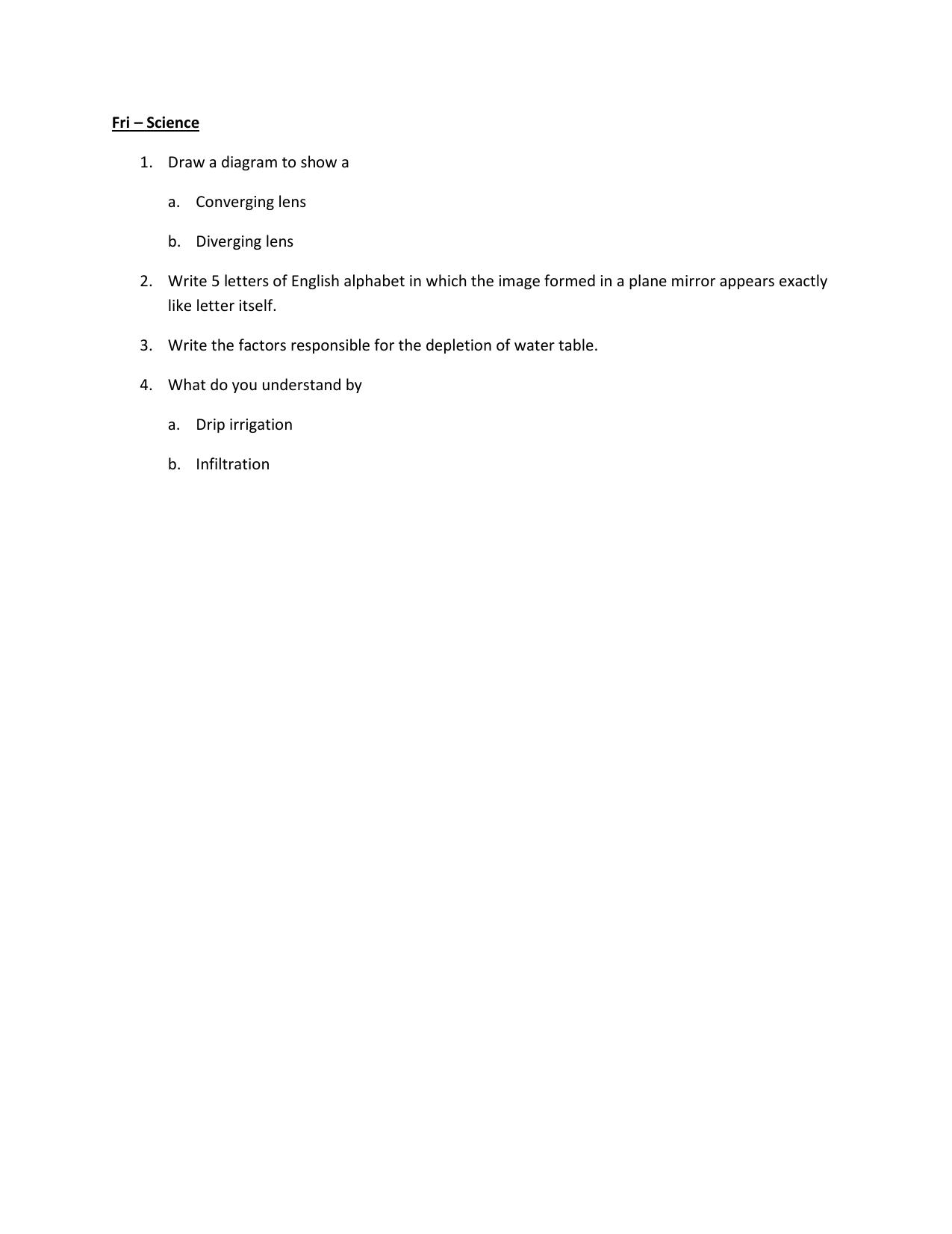 CBSE Worksheets for Class 7 Science Converging lens Assignment - Page 1