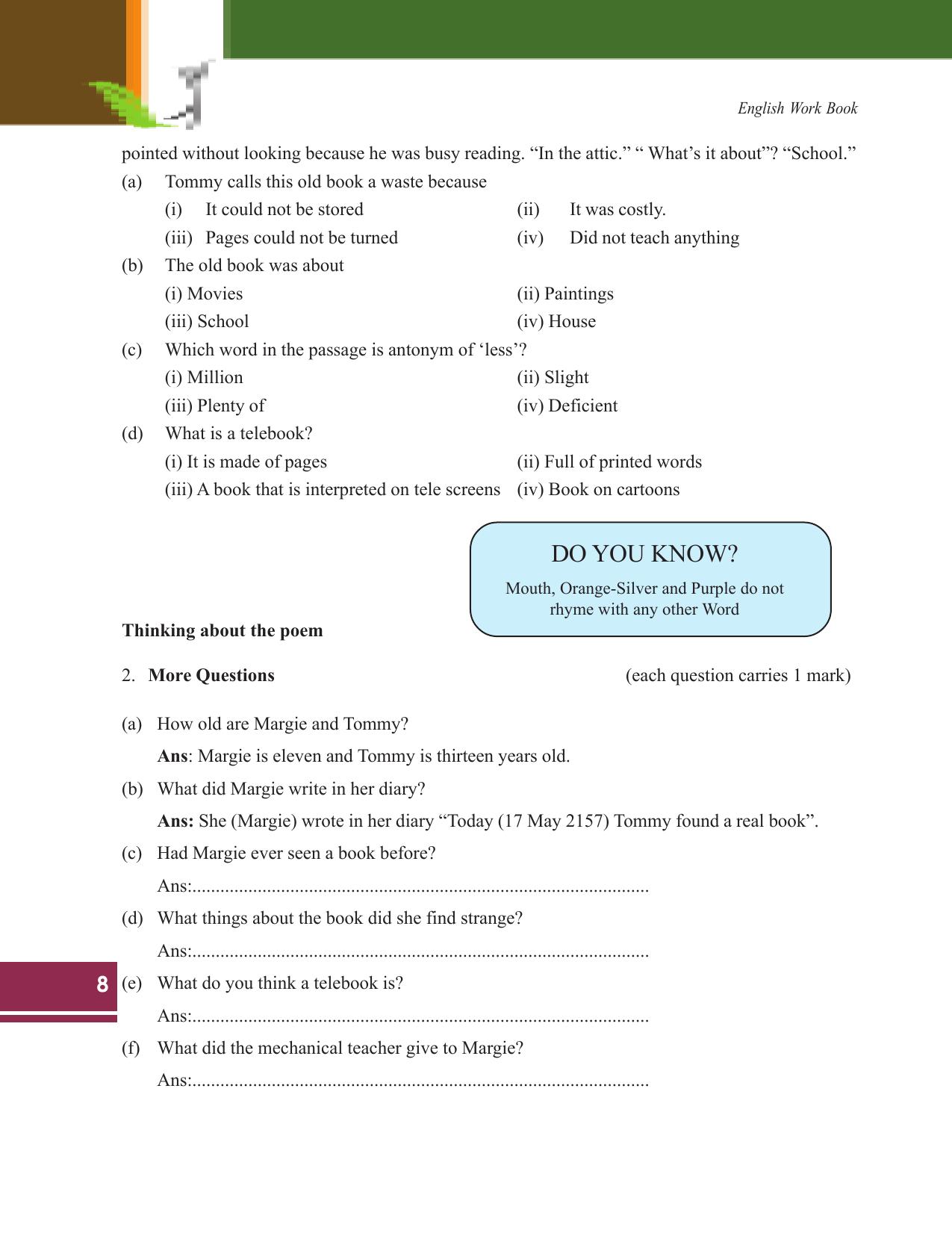 Tripura Board Class 9 English Workbooks - Page 8