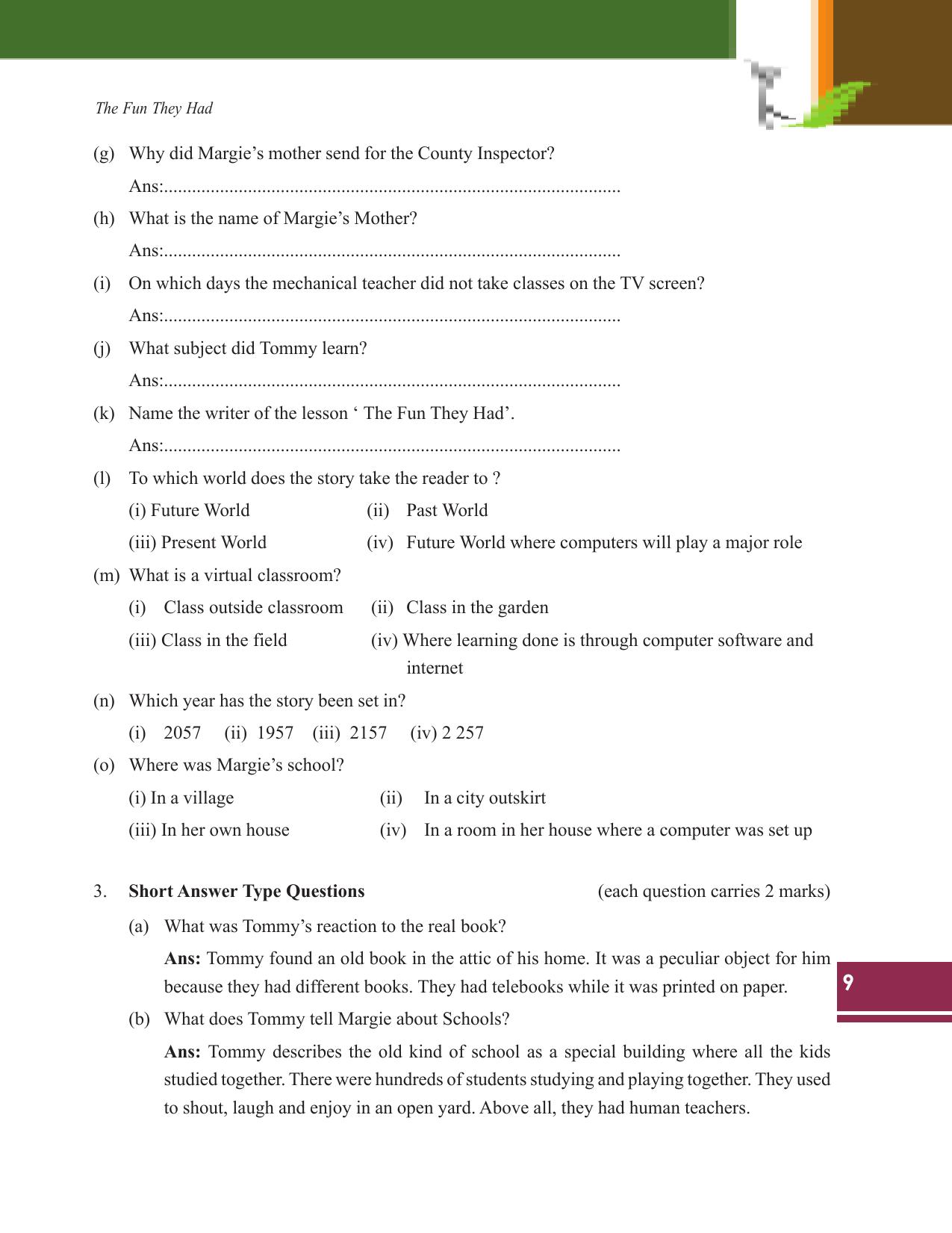 Tripura Board Class 9 English Workbooks - Page 9