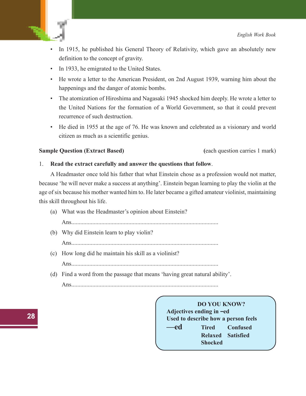 Tripura Board Class 9 English Workbooks - Page 28