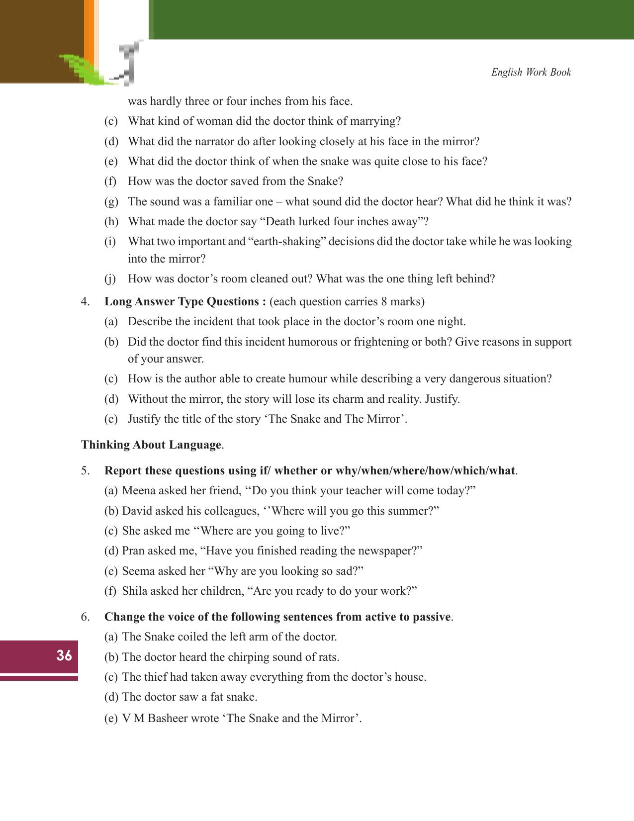 Tripura Board Class 9 English Workbooks - Page 36