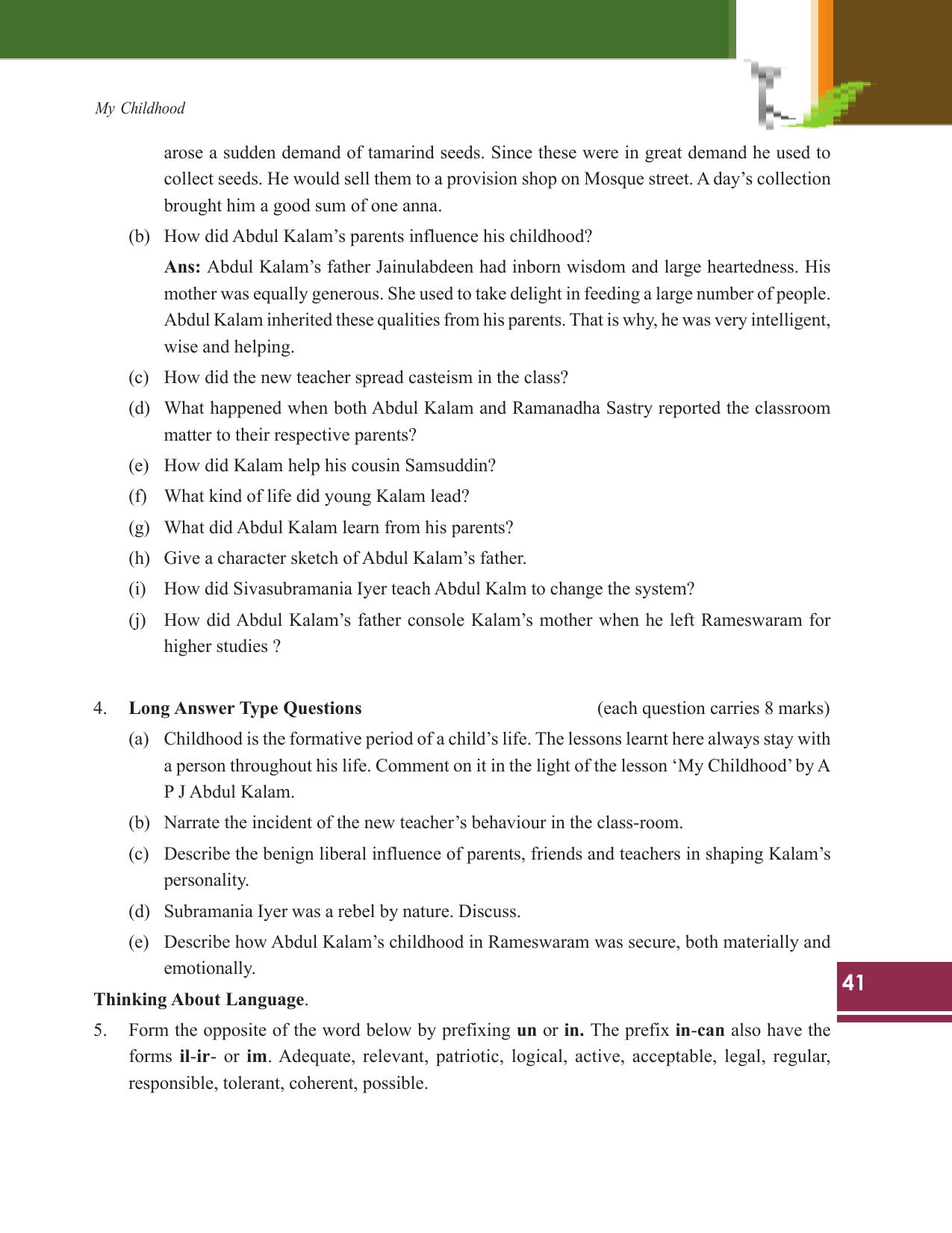 Tripura Board Class 9 English Workbooks - Page 41