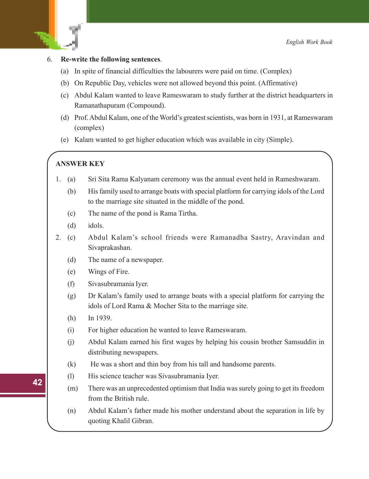 Tripura Board Class 9 English Workbooks - Page 42
