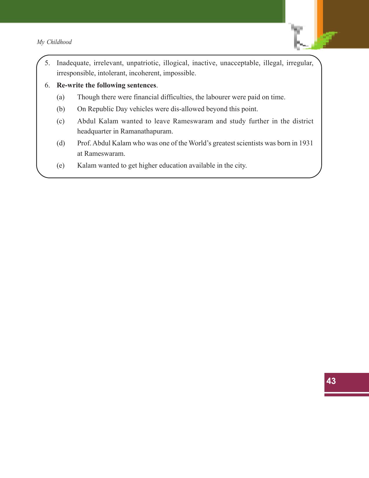 Tripura Board Class 9 English Workbooks - Page 43