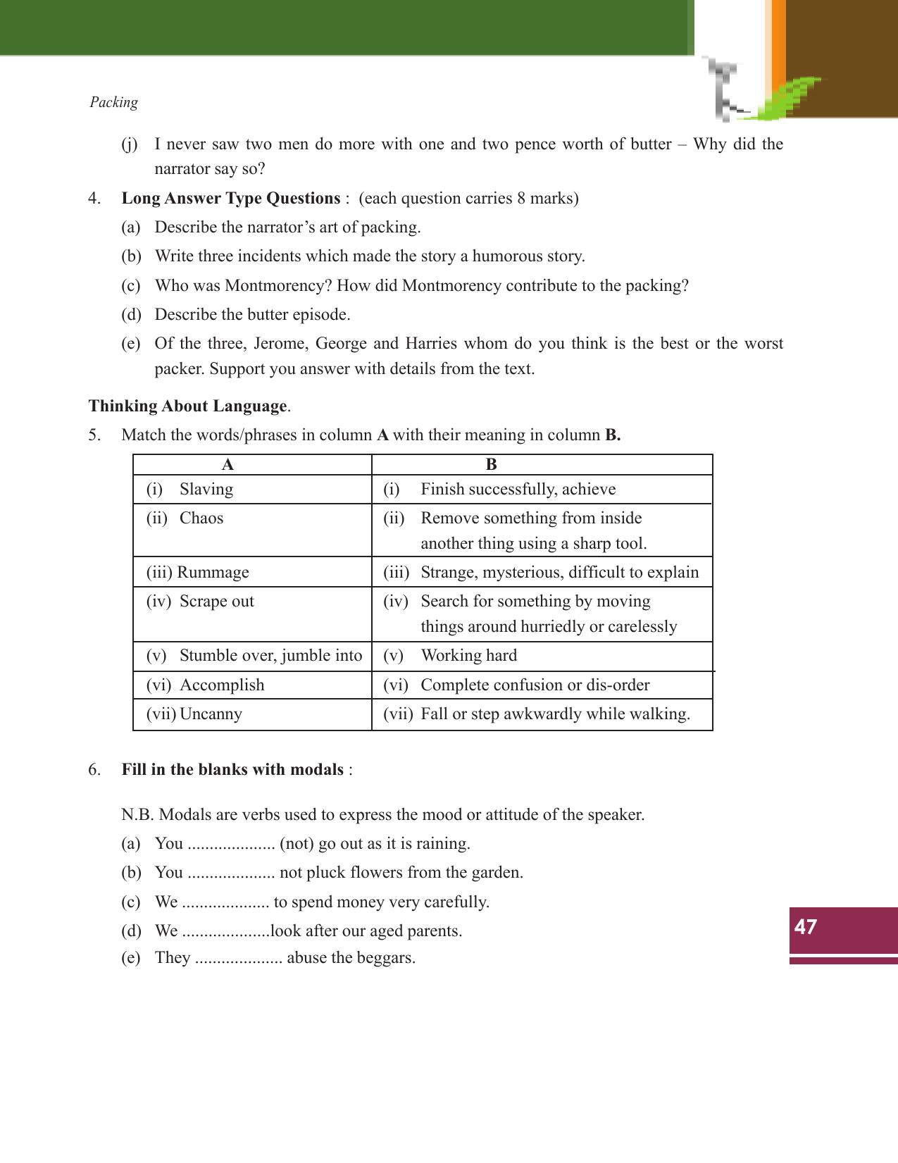 Tripura Board Class 9 English Workbooks - Page 47