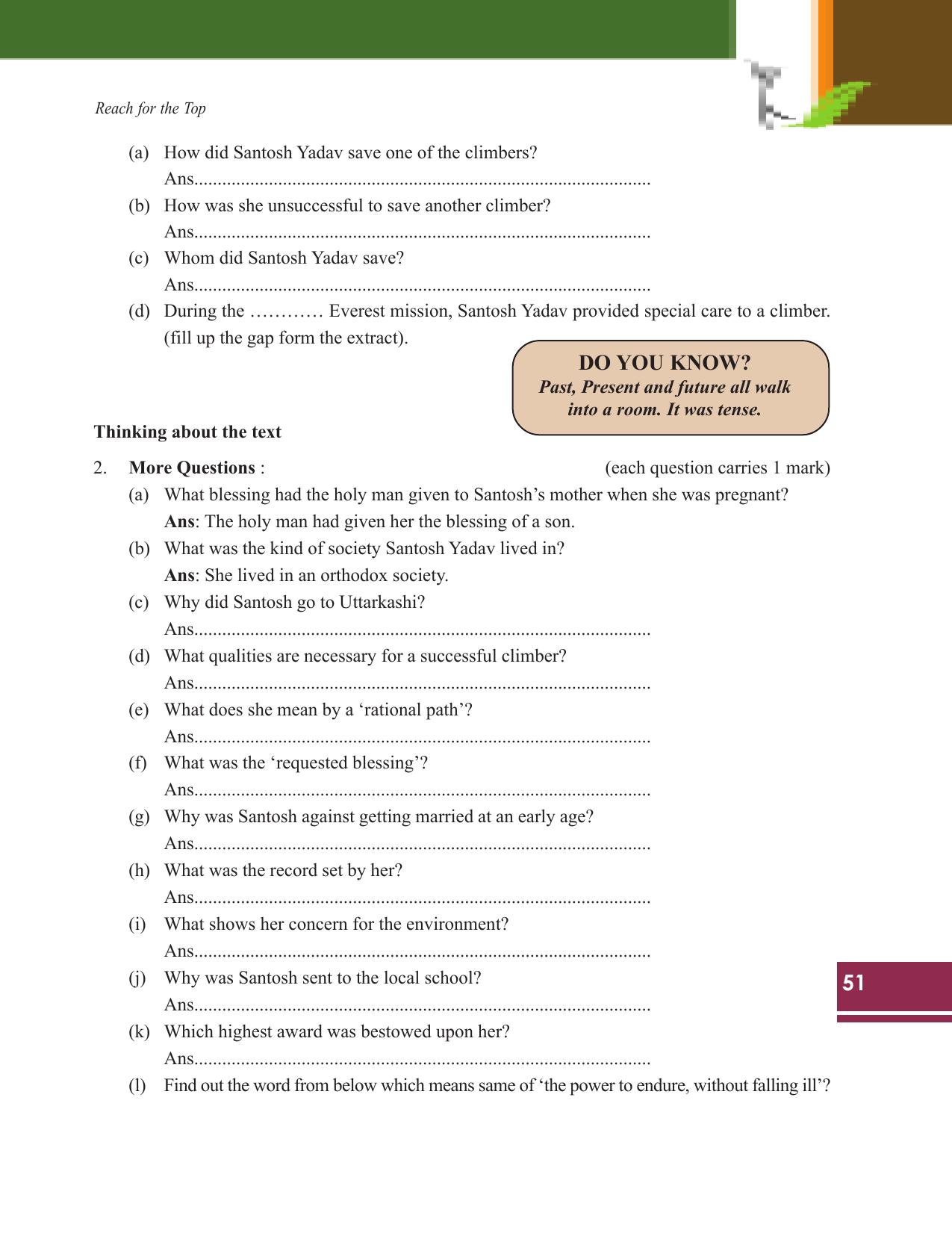 Tripura Board Class 9 English Workbooks - Page 51