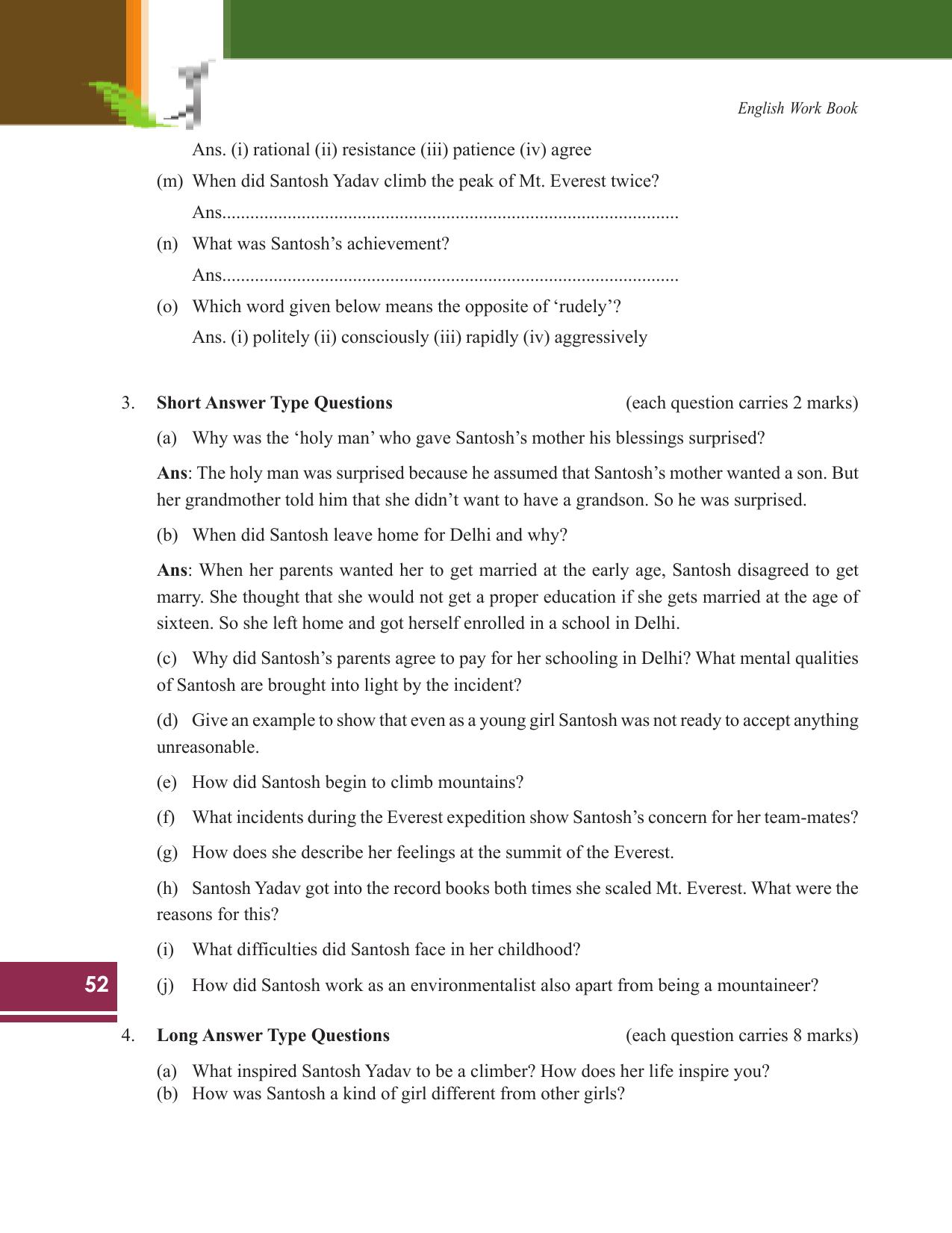 Tripura Board Class 9 English Workbooks - Page 52
