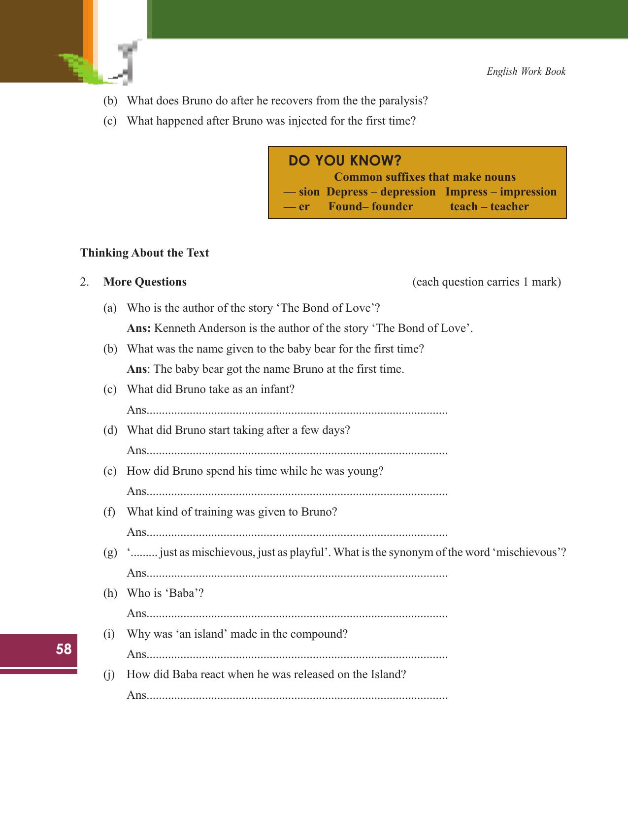 Tripura Board Class 9 English Workbooks - Page 58