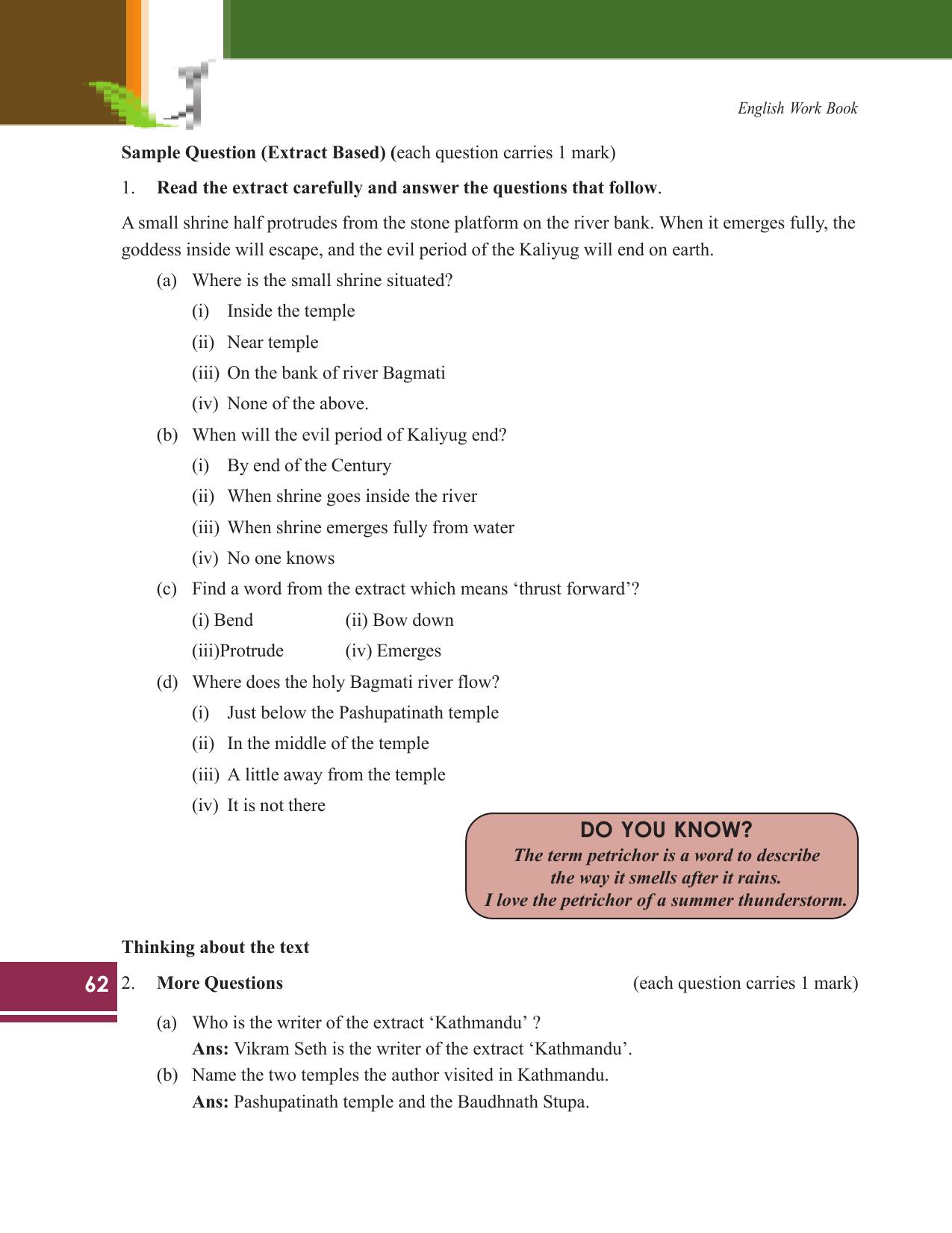 Tripura Board Class 9 English Workbooks - Page 62