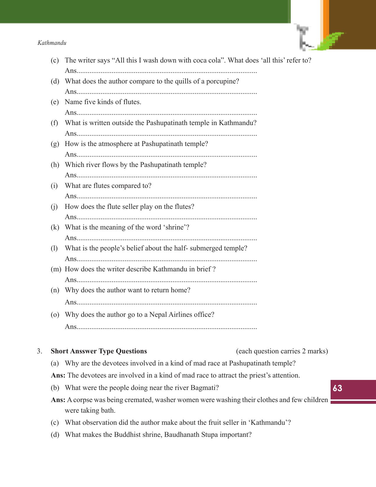 Tripura Board Class 9 English Workbooks - Page 63