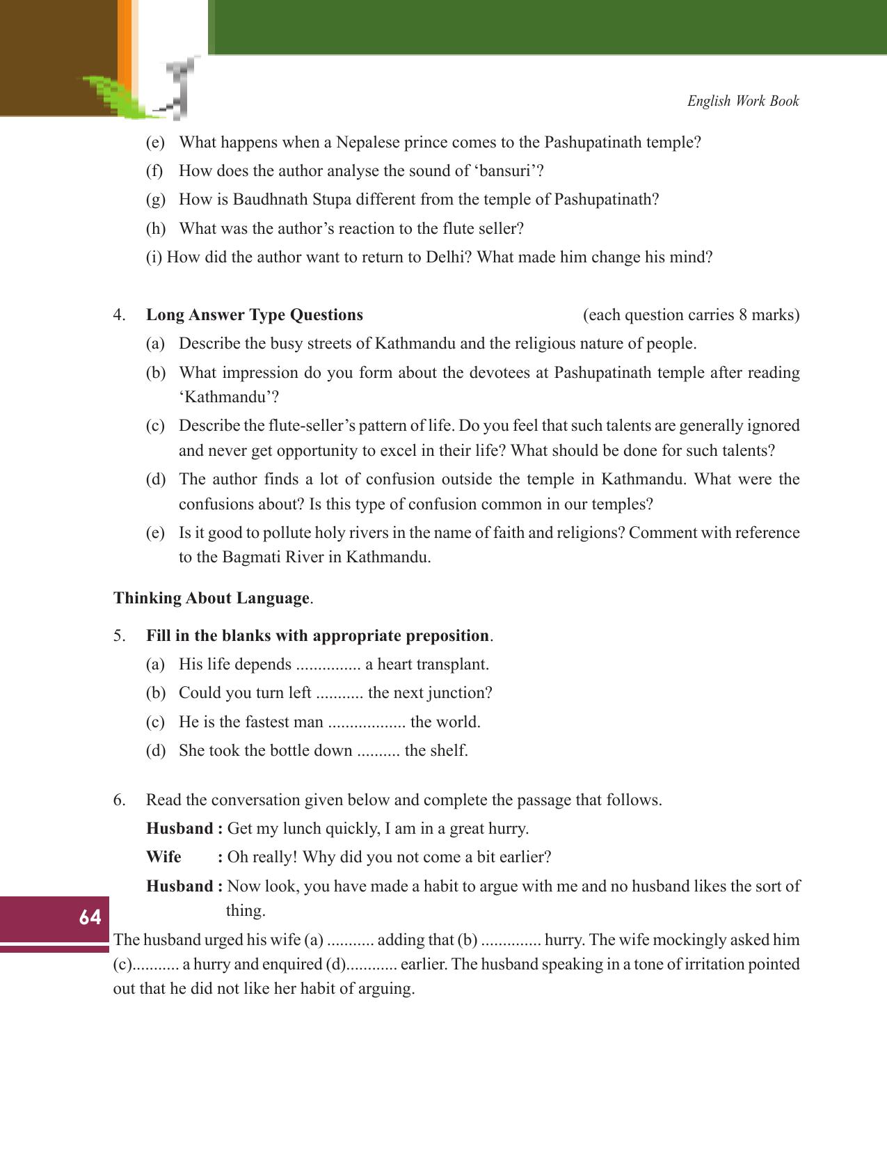 Tripura Board Class 9 English Workbooks - Page 64