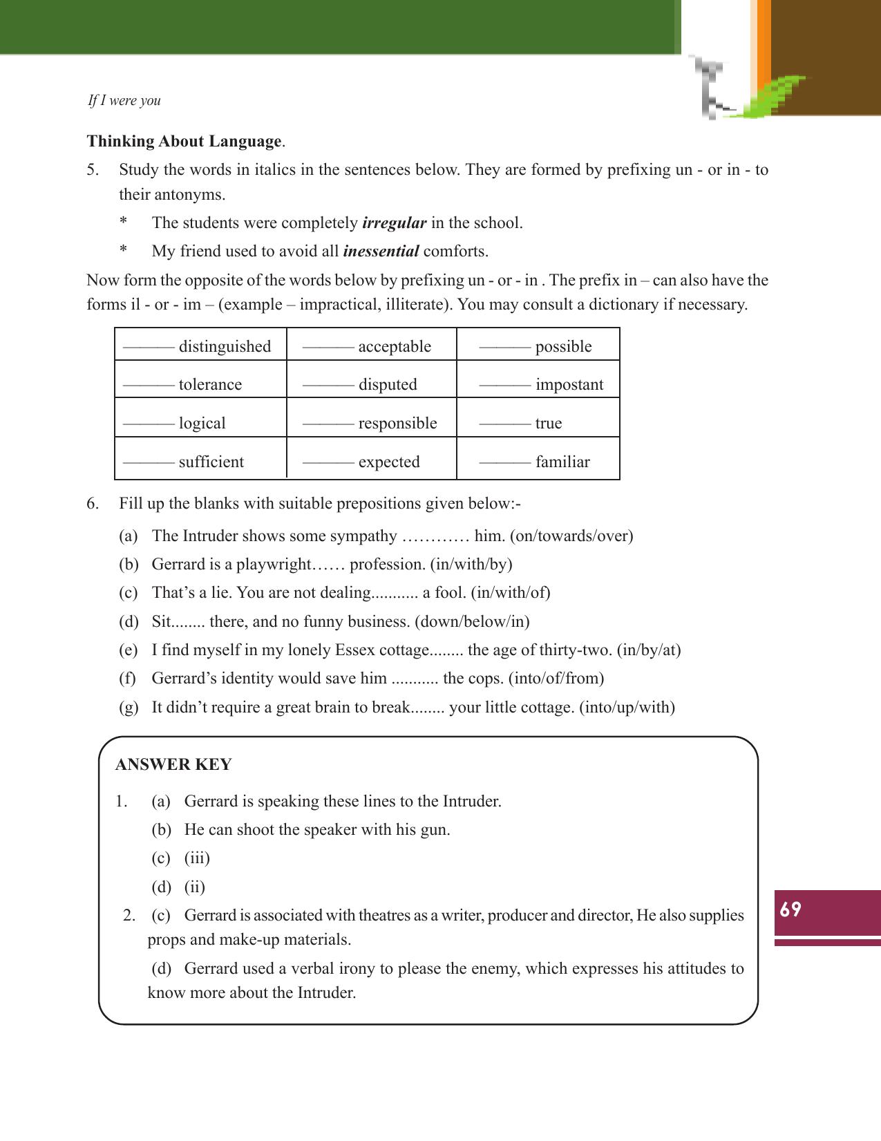 Tripura Board Class 9 English Workbooks - Page 69