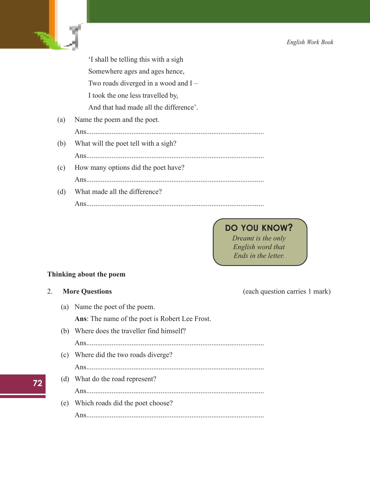 Tripura Board Class 9 English Workbooks - Page 72