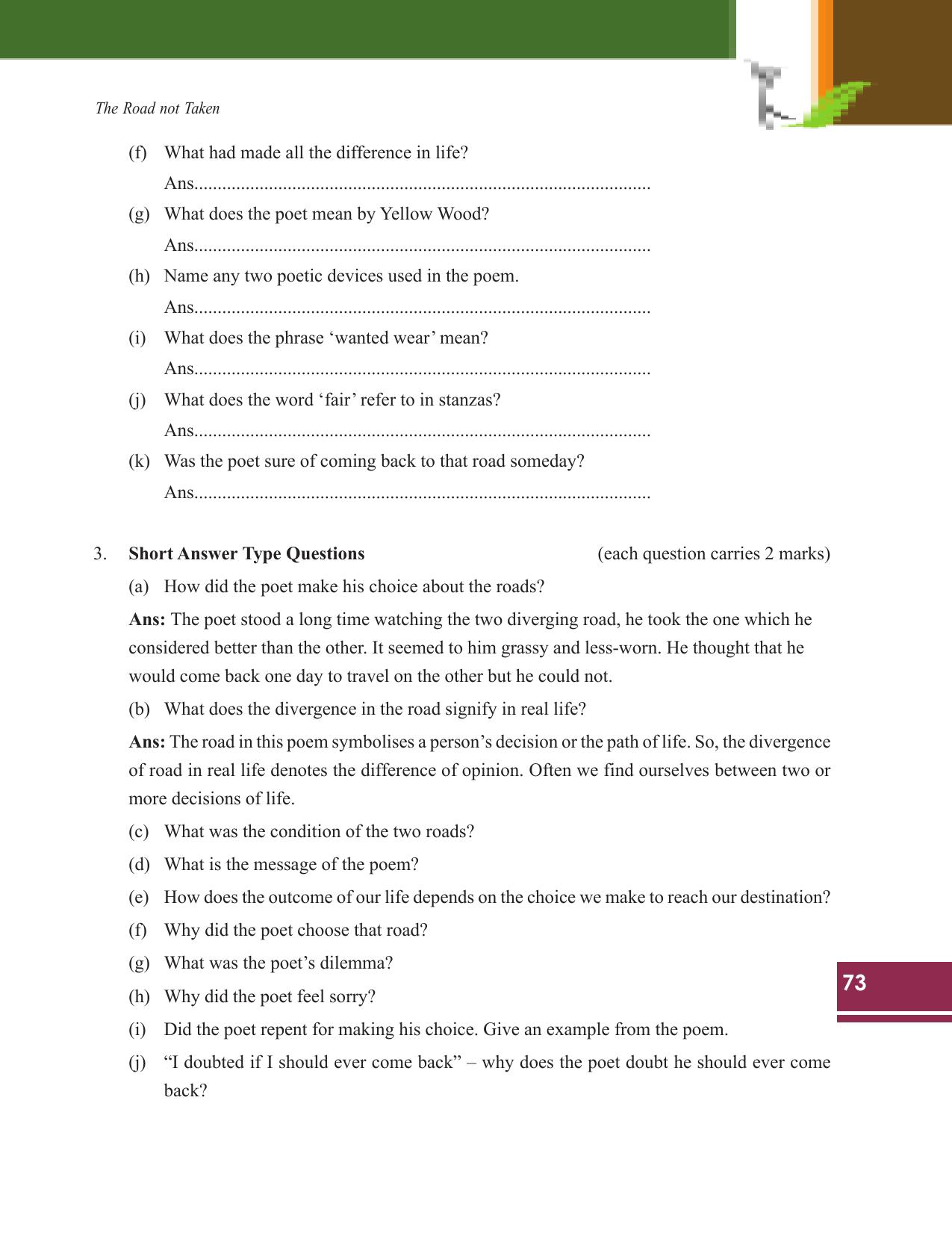 Tripura Board Class 9 English Workbooks - Page 73