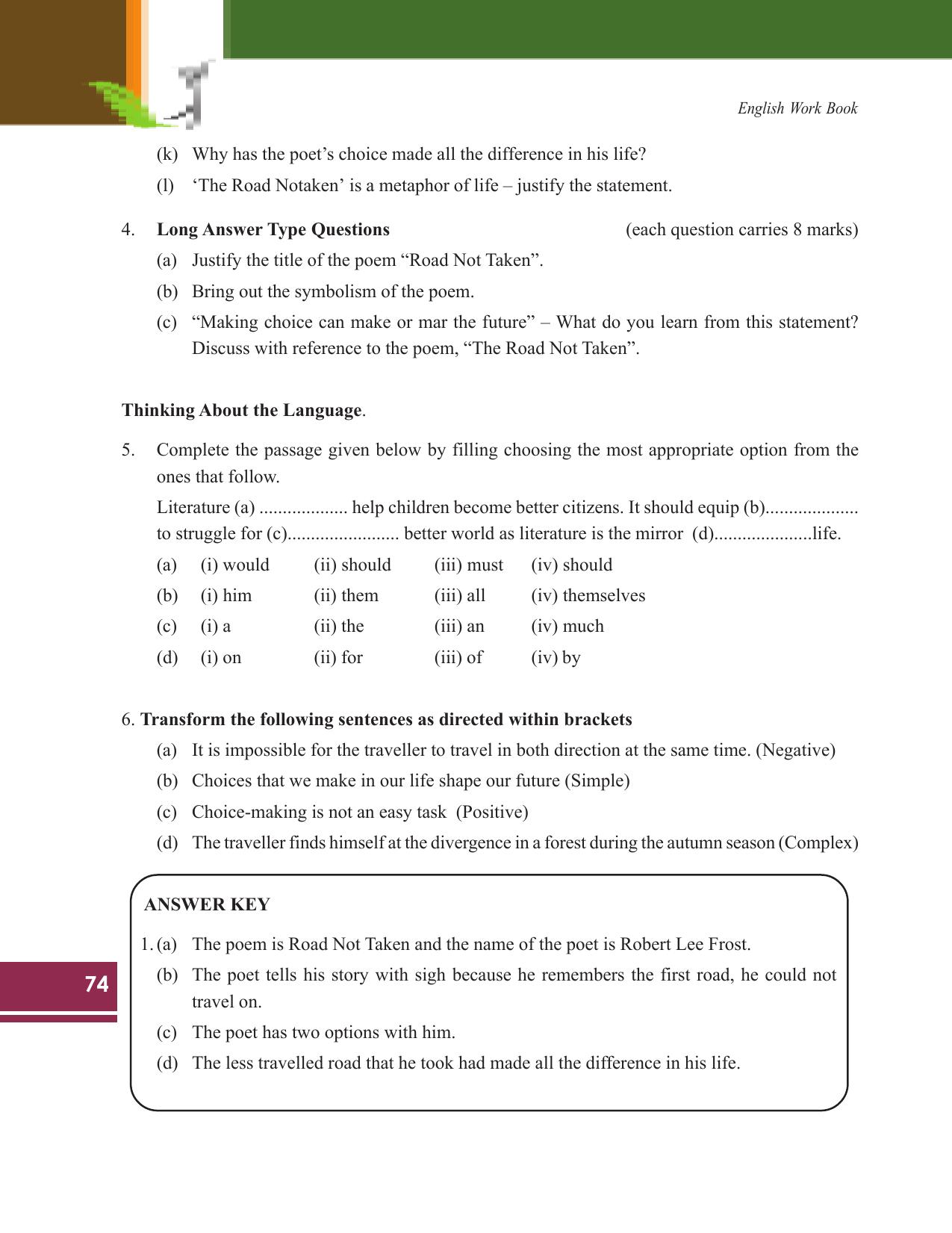 Tripura Board Class 9 English Workbooks - Page 74