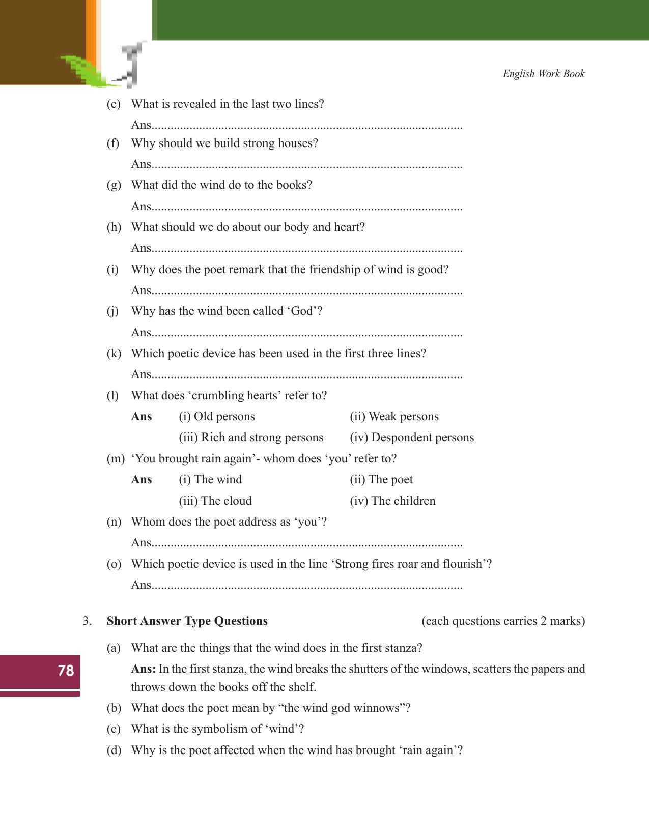 Tripura Board Class 9 English Workbooks - Page 78