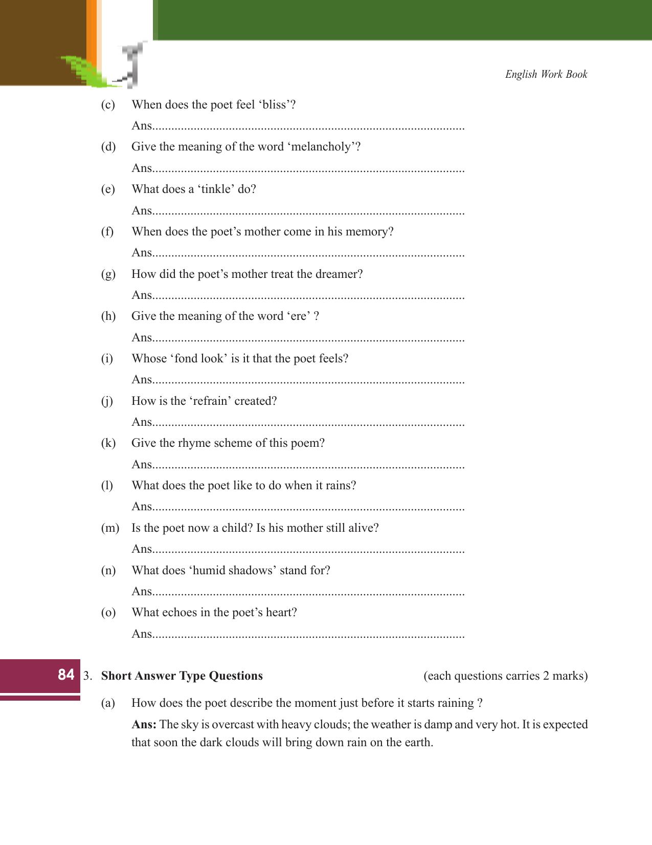 Tripura Board Class 9 English Workbooks - Page 84