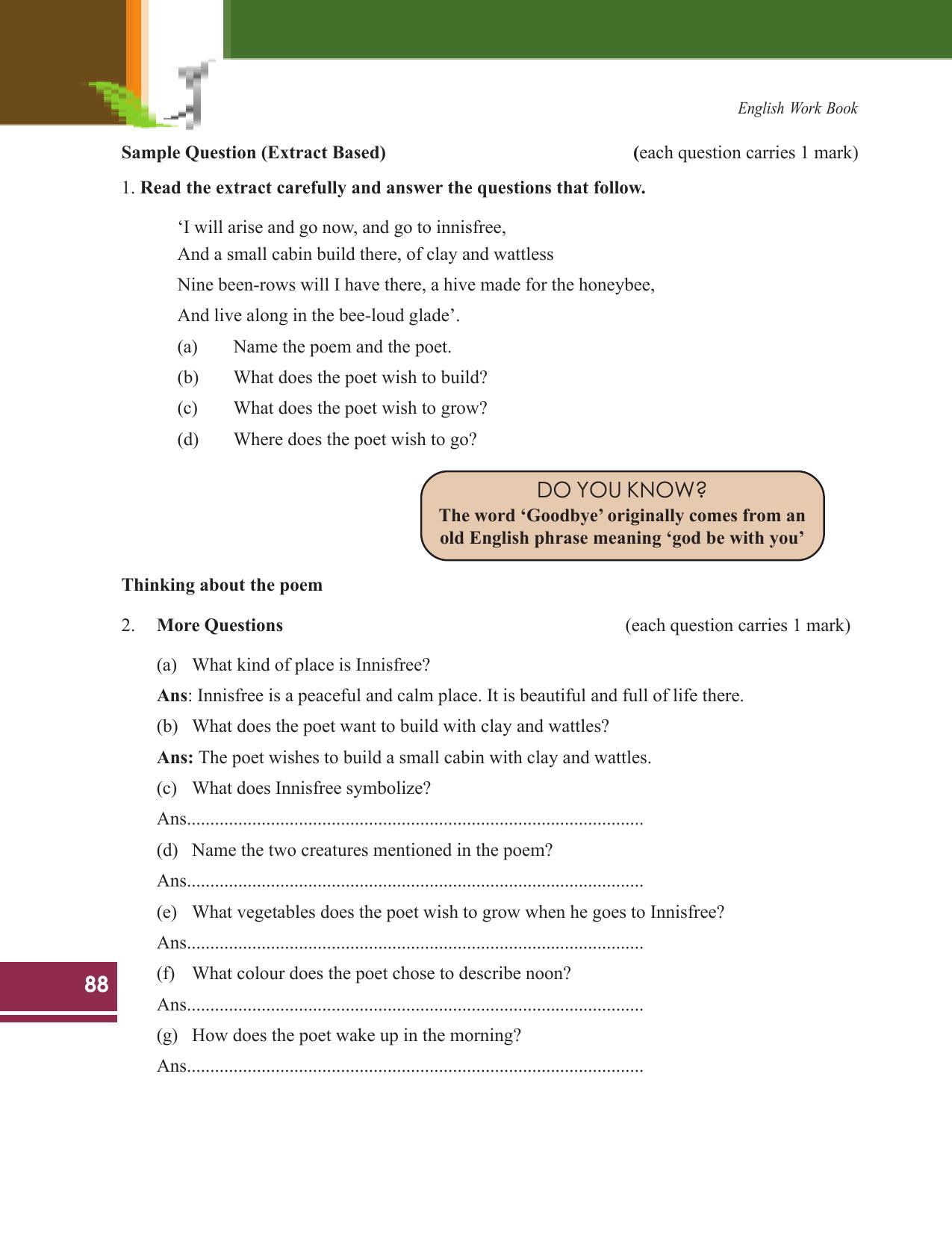 Tripura Board Class 9 English Workbooks - Page 88
