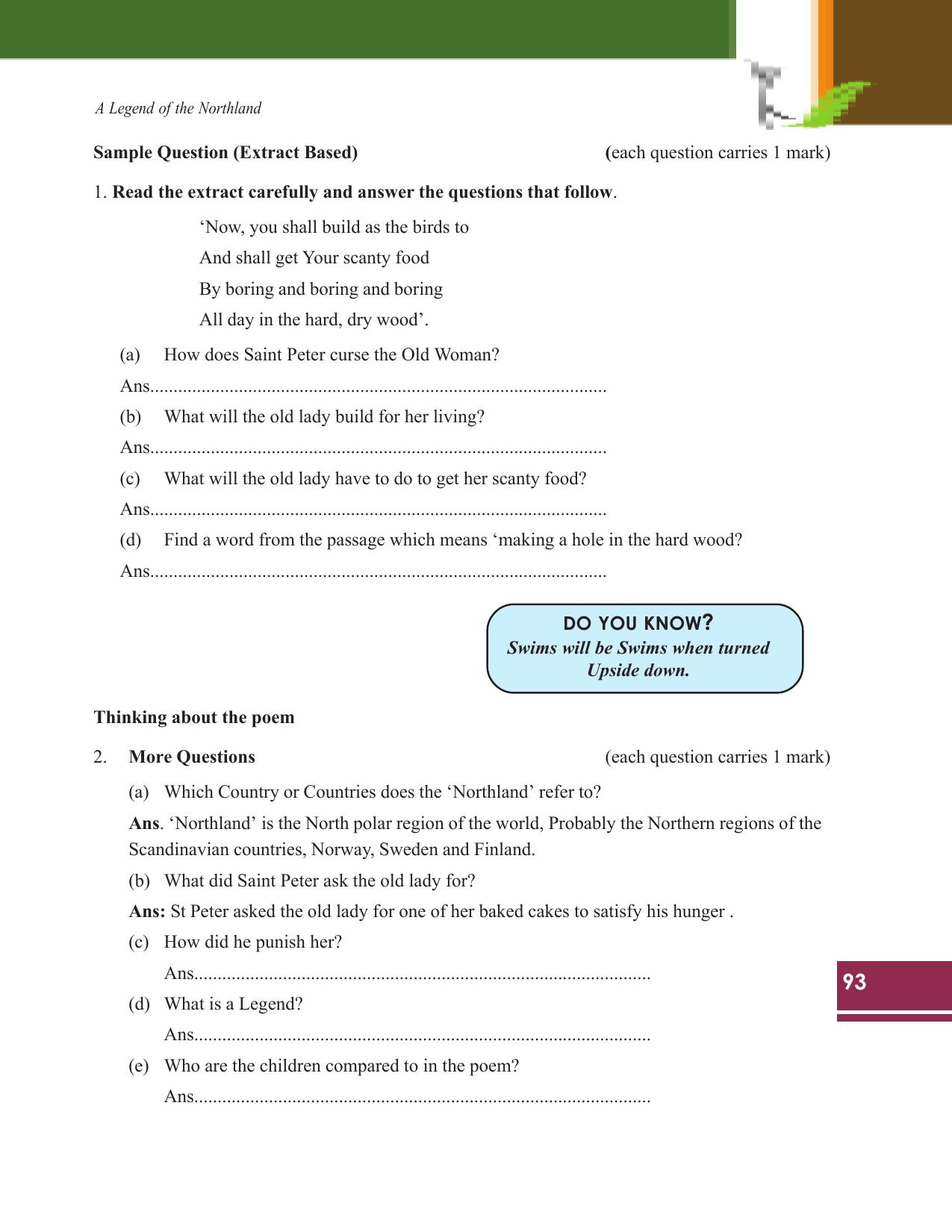 Tripura Board Class 9 English Workbooks - Page 93