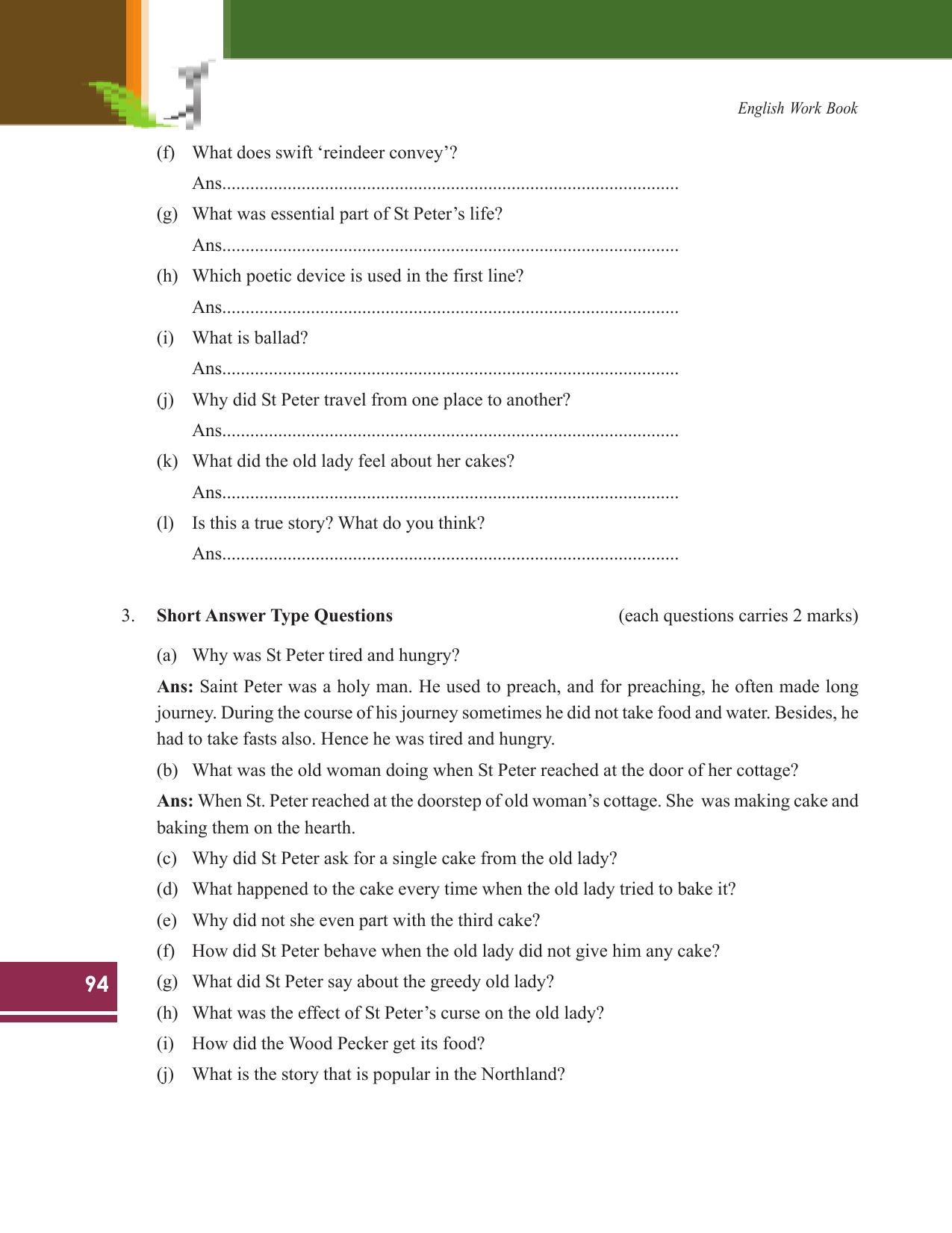 Tripura Board Class 9 English Workbooks - Page 94