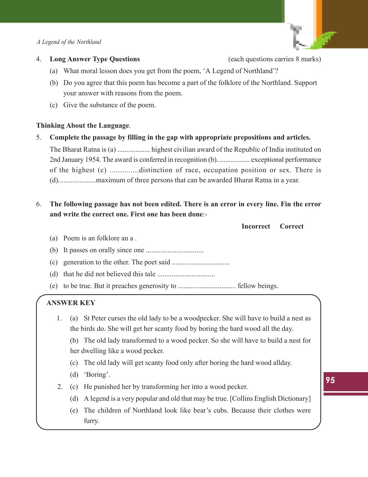 Tripura Board Class 9 English Workbooks - Page 95